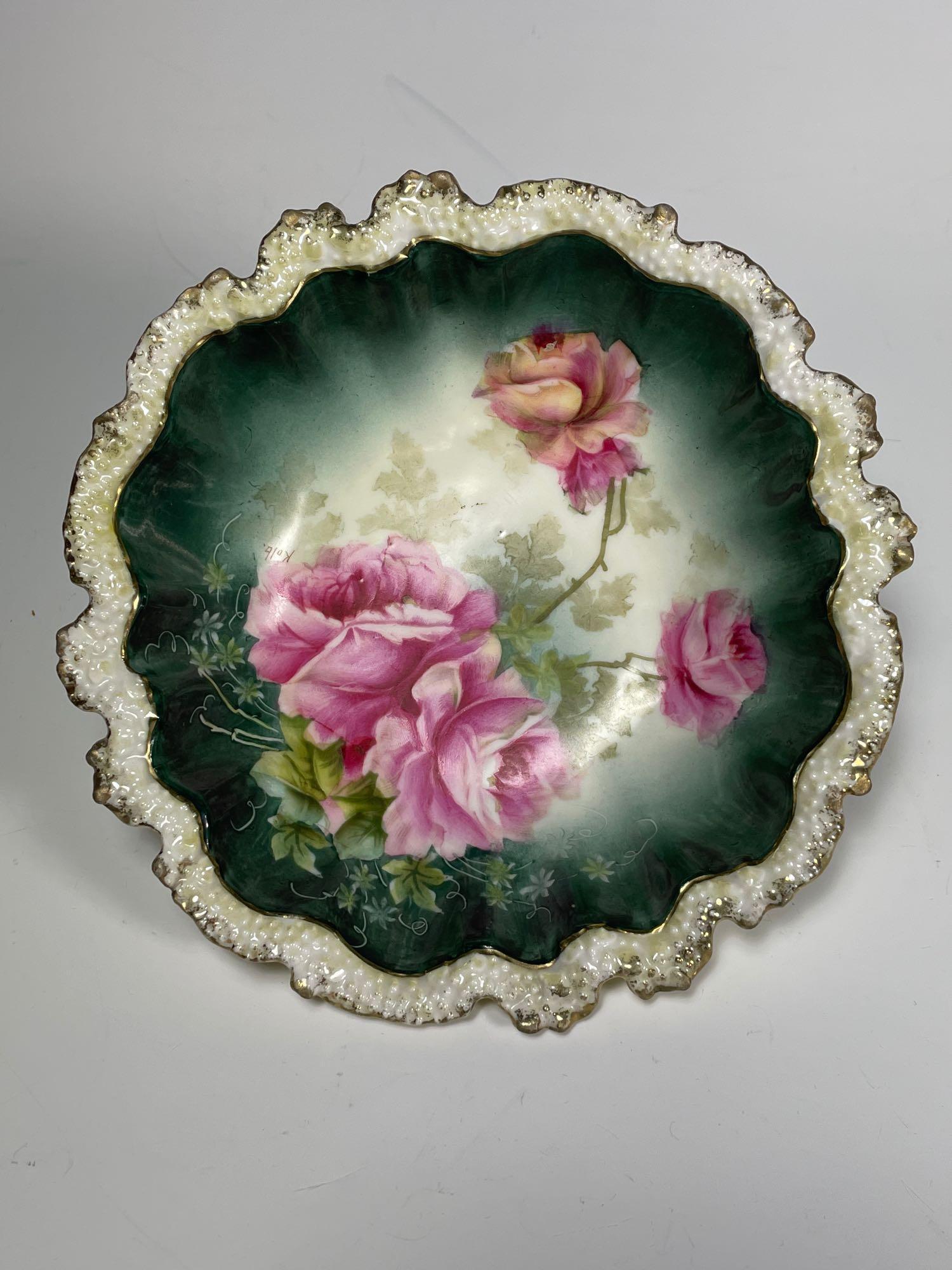 R.S. Prussia Ornate Artist Signed Footed Bowl (1 of 9)