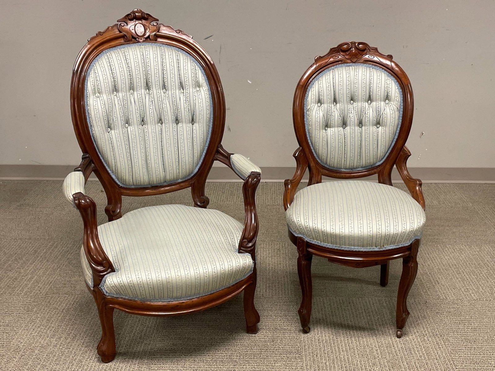 American Carved Victorian Ladies and Gentleman's Chairs (1 of 19)