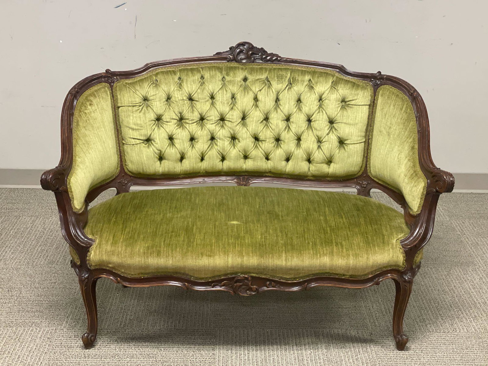 Carved 19th C. Country French Settee (1 of 17)
