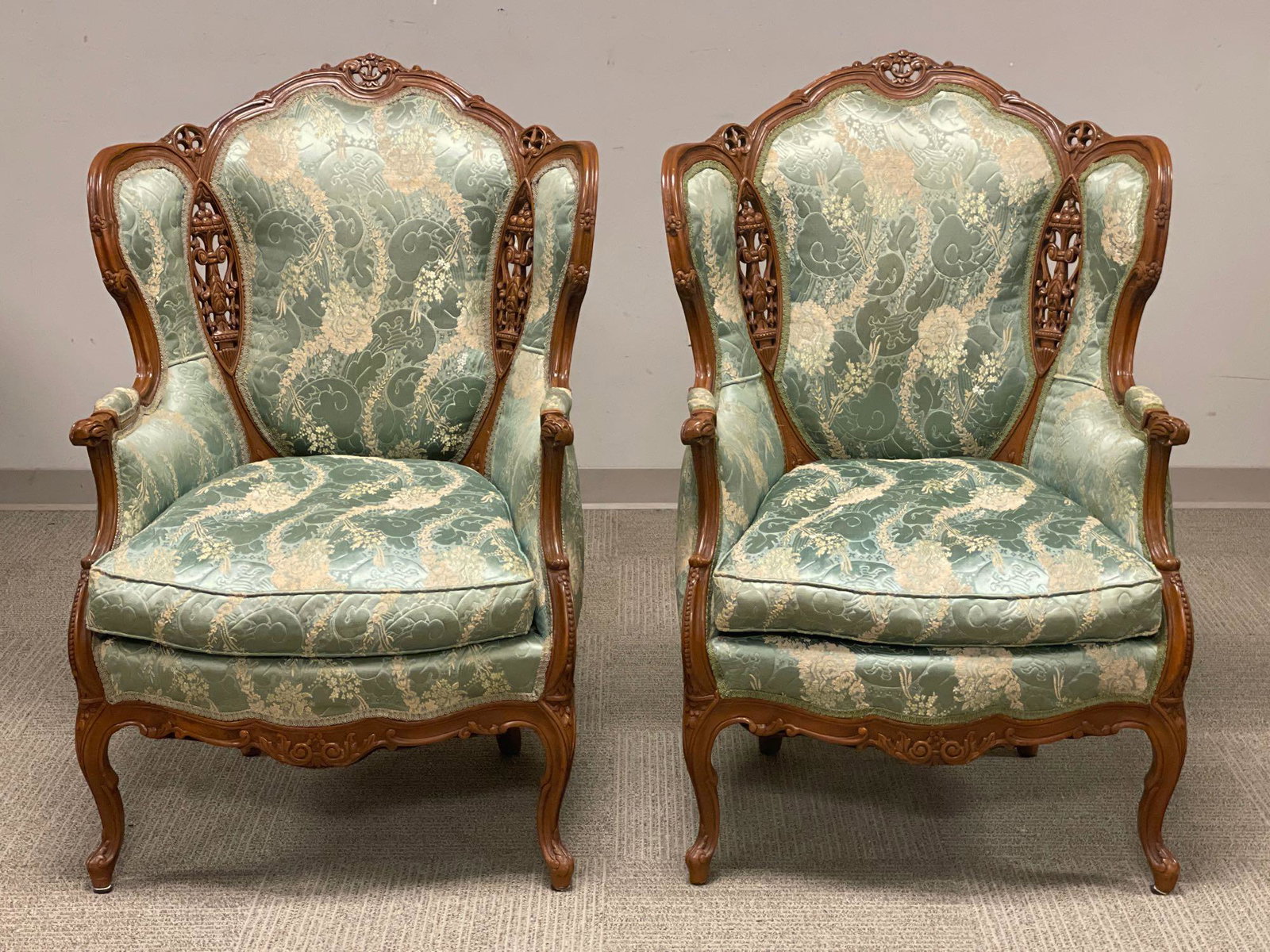 Pair of Highly Carved Fireside Chairs by Hi-Art Chicago (1 of 20)