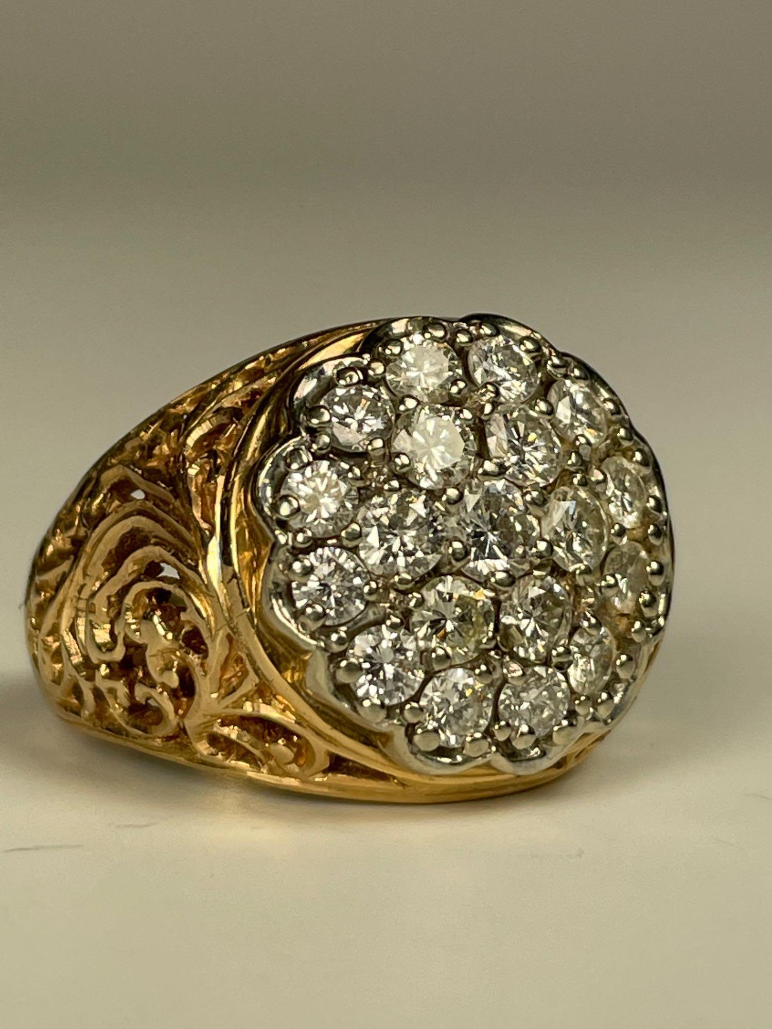 European 14k Gold Diamond Cluster Ring (1 of 9)