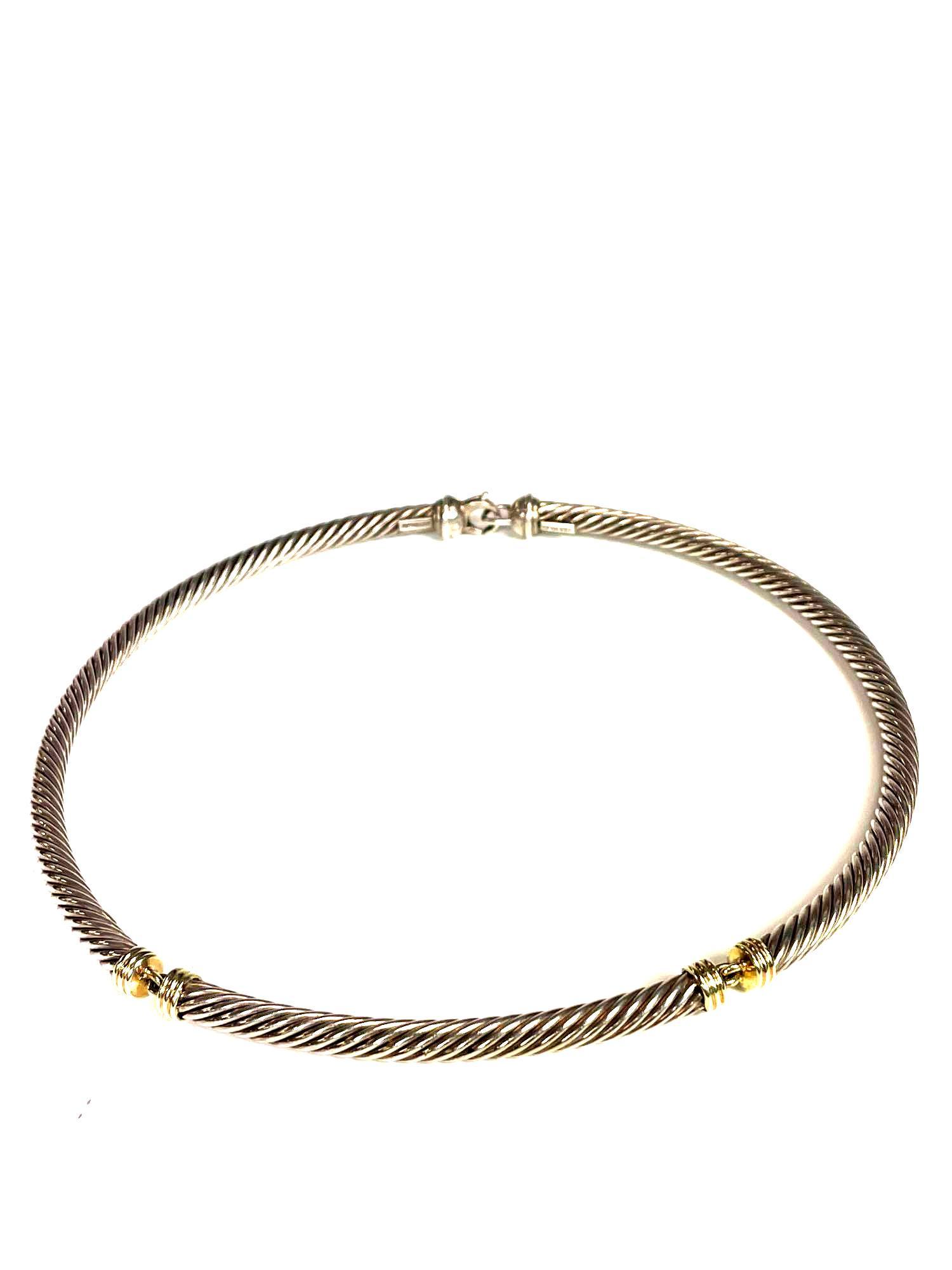 David Yurman Metro Cable Choker 14k Gold Sterling (1 of 9)