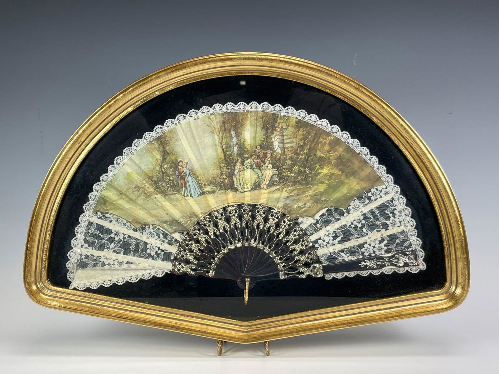 Shadow Box Framed Vintage Ladies French Hand Fan (1 of 15)