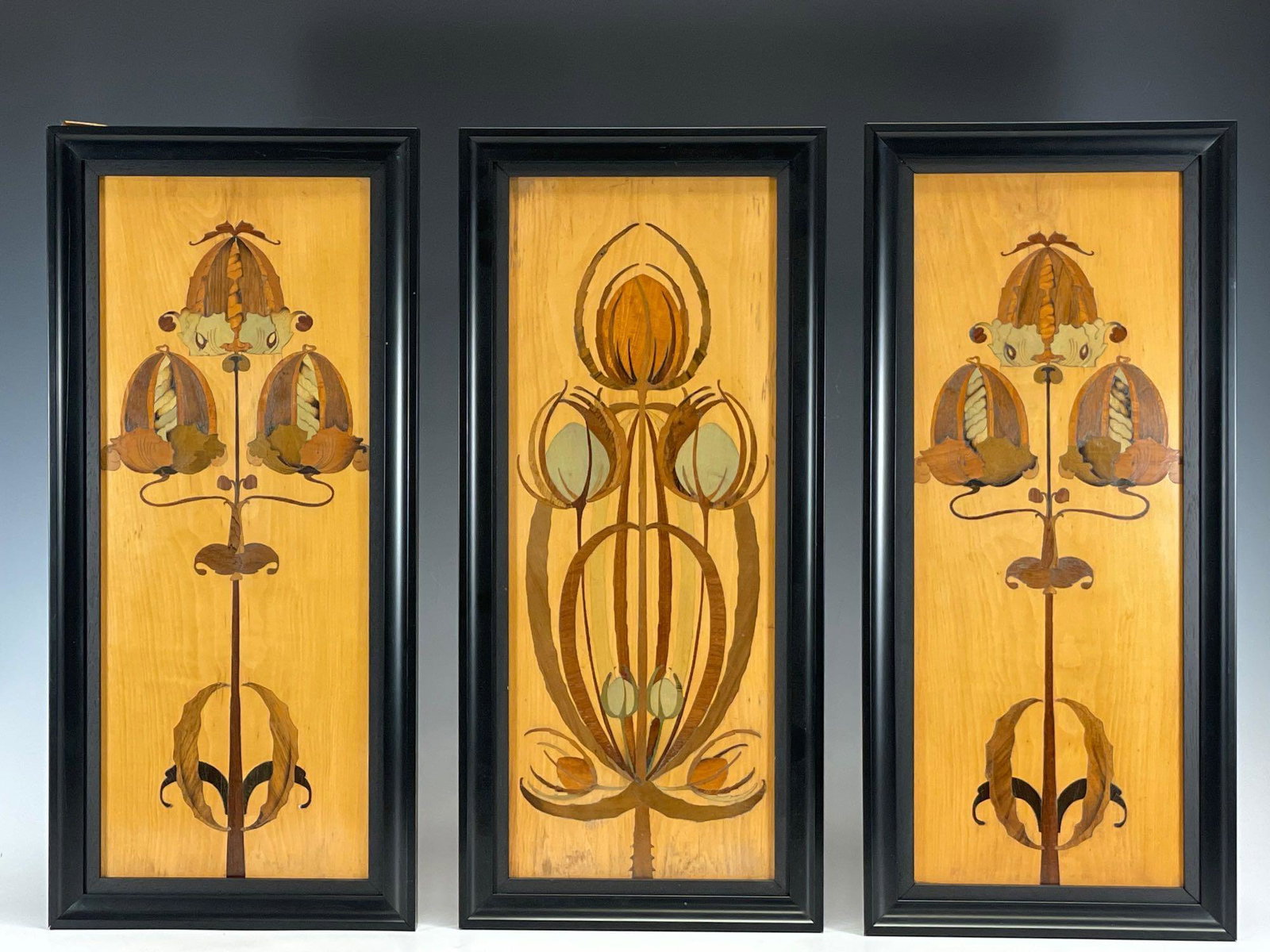 Set of Three Arts and Crafts Style Inlaid Wood Panels (1 of 15)