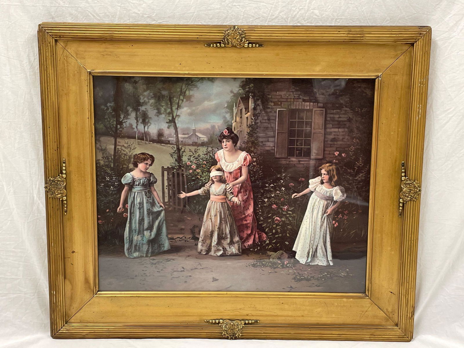 1901 NY Framed Chromolithograph of Young Mother and (1 of 10)