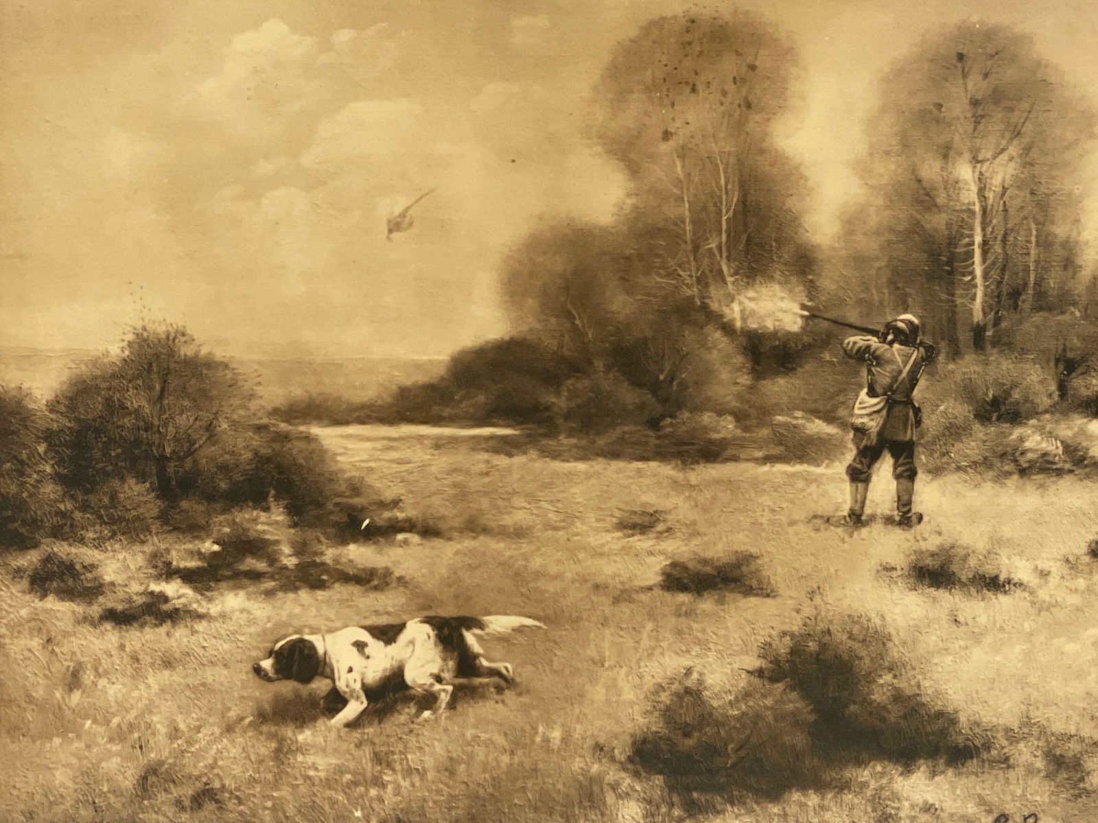 Antique Hunt Scene Framed Lithograph (1 of 7)