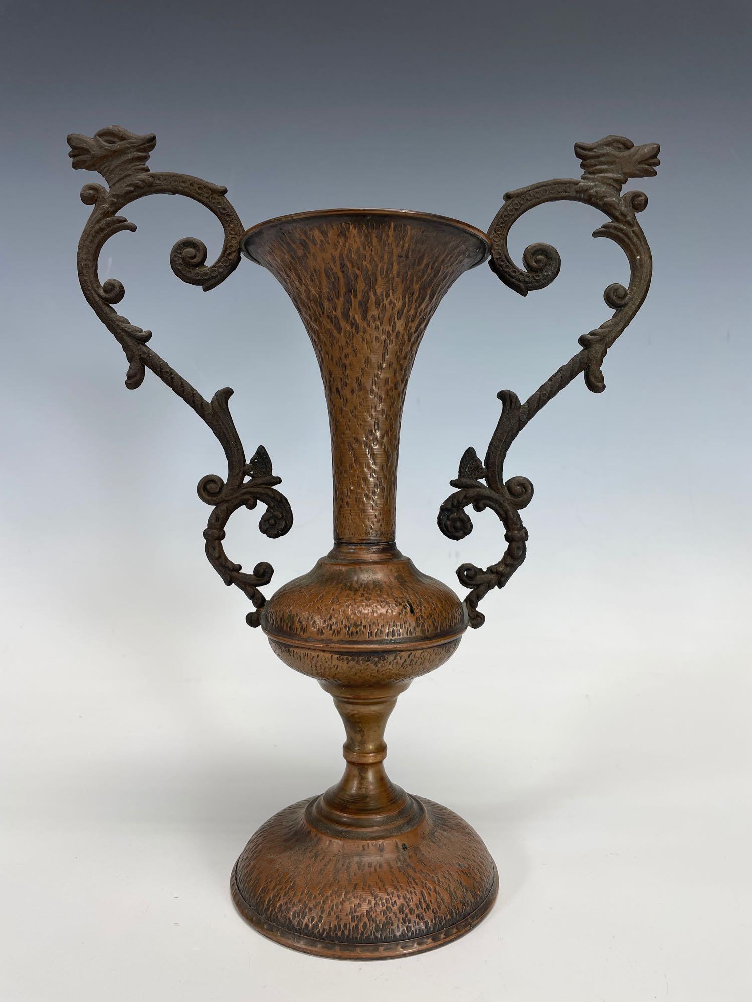 Arts and Crafts Hammered Copper Urn with Griffins (1 of 10)