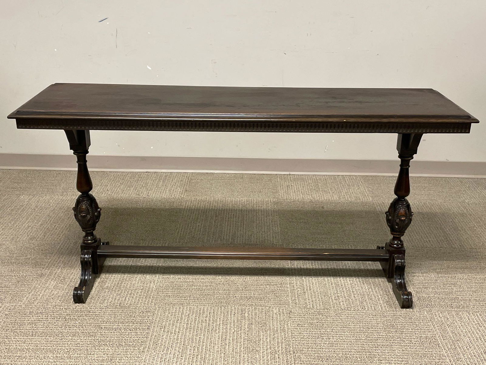 20th c. American Carved Walnut Library Table (1 of 12)