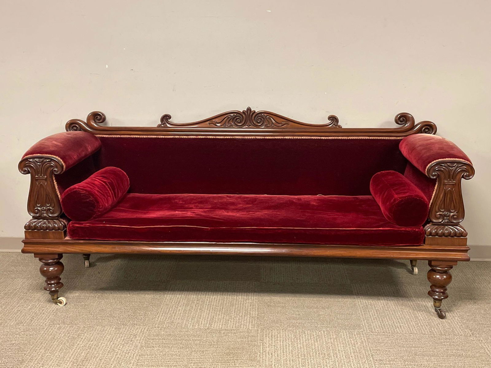 Carved Mahogany English Regency Sofa (1 of 20)