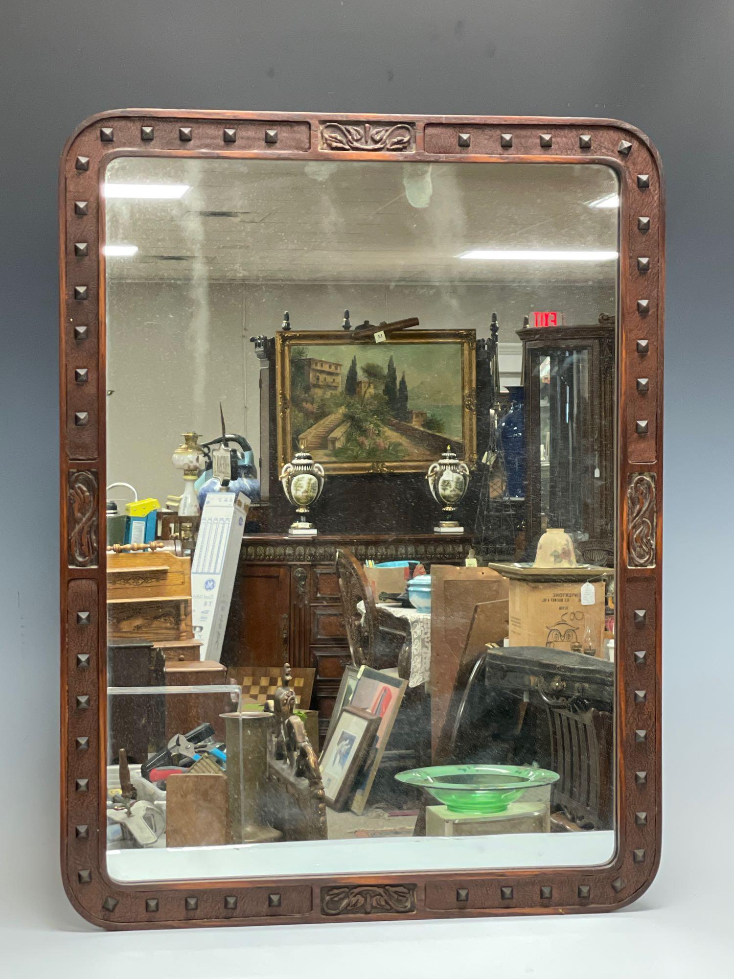 ROMWEBER Viking Collection Carved Oak Mirror (1 of 9)