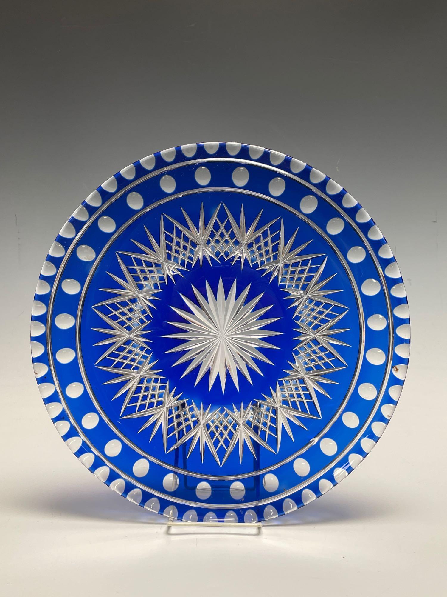 Czech Cobalt Blue Cut to Clear Charger or Under-plate (1 of 12)