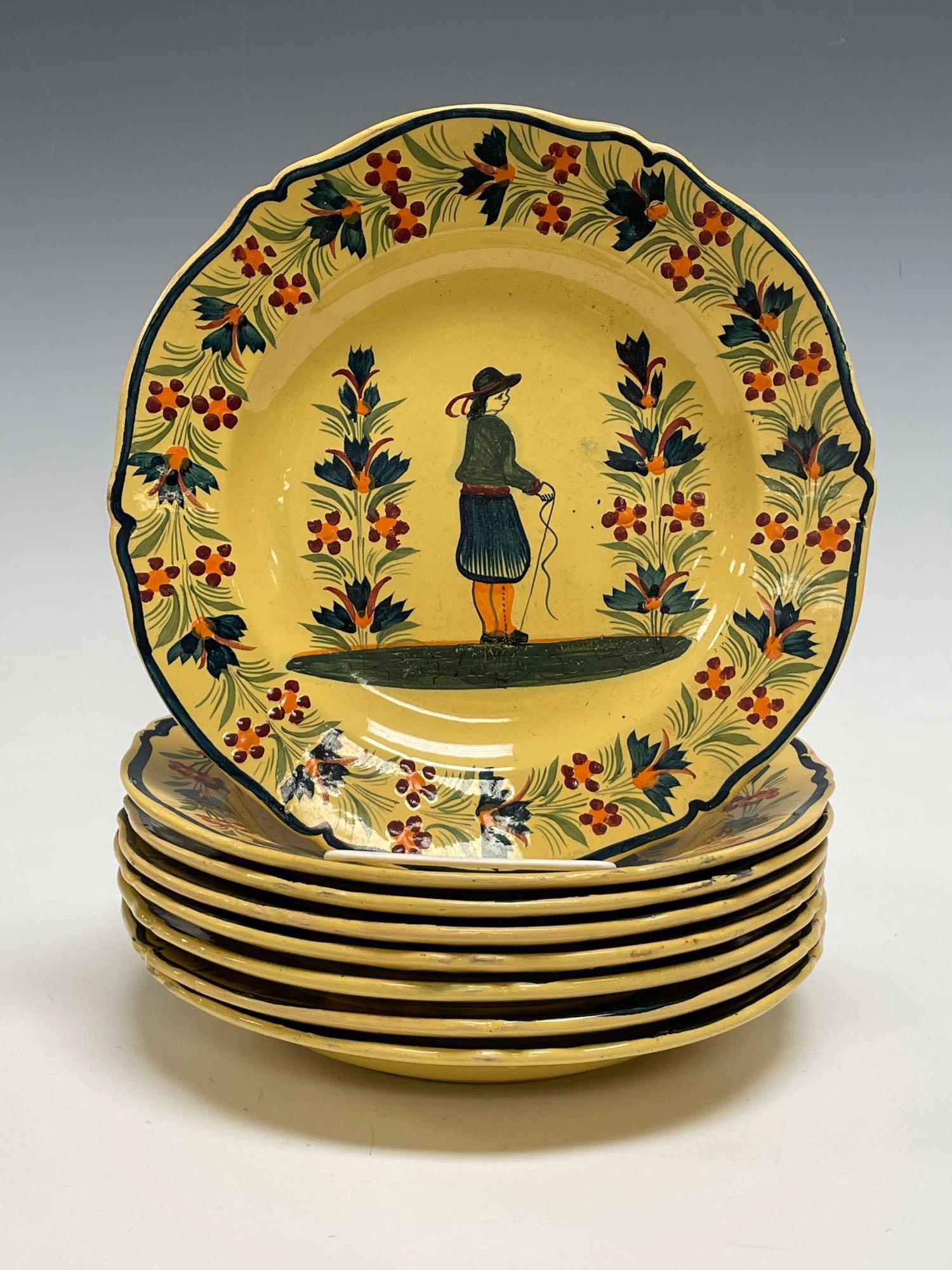 (8) Set of Eight French Henriot Quimper Poly-chrome (1 of 9)