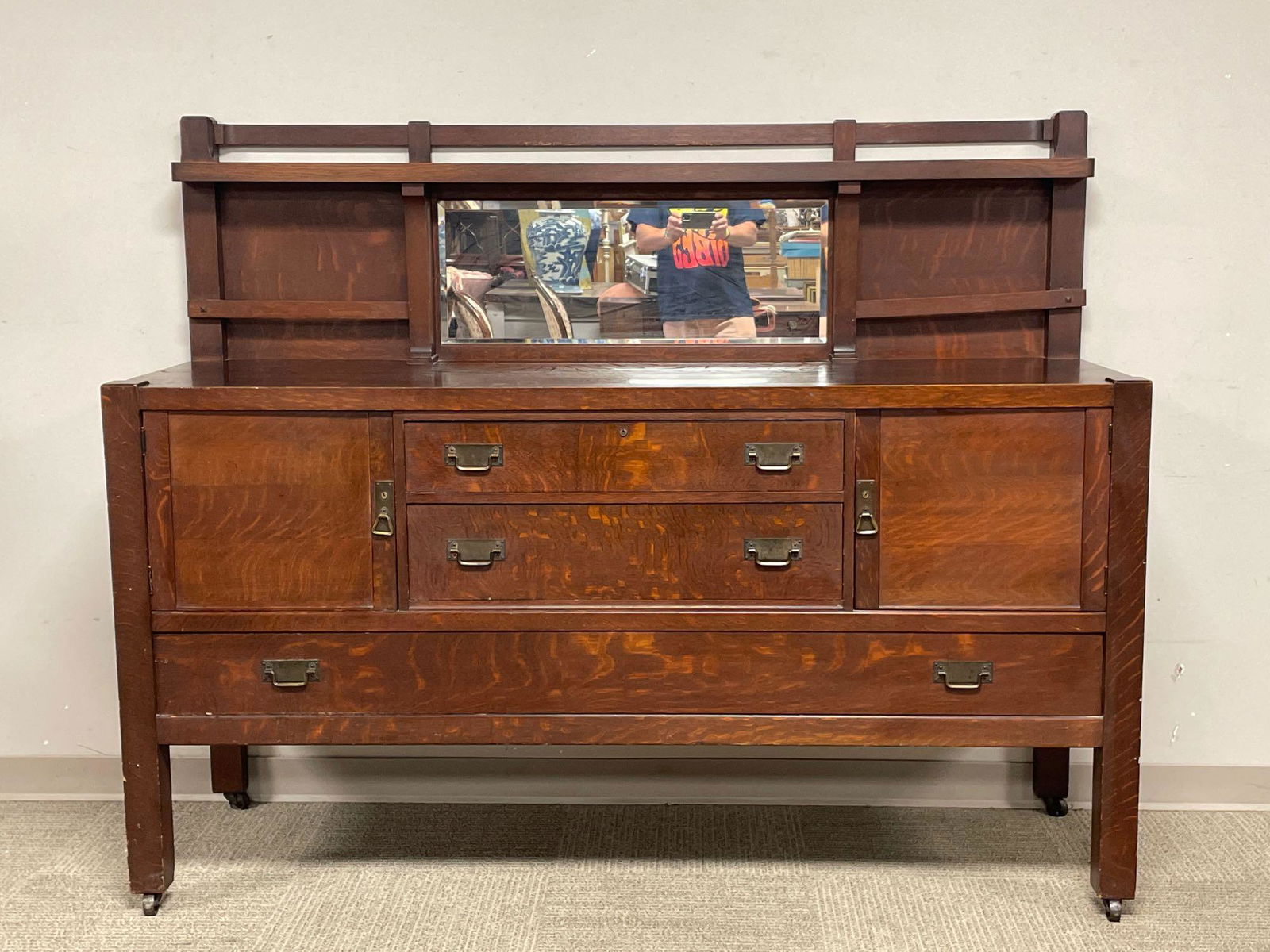 American Arts and Crafts Mission Oak Sideboard (1 of 17)