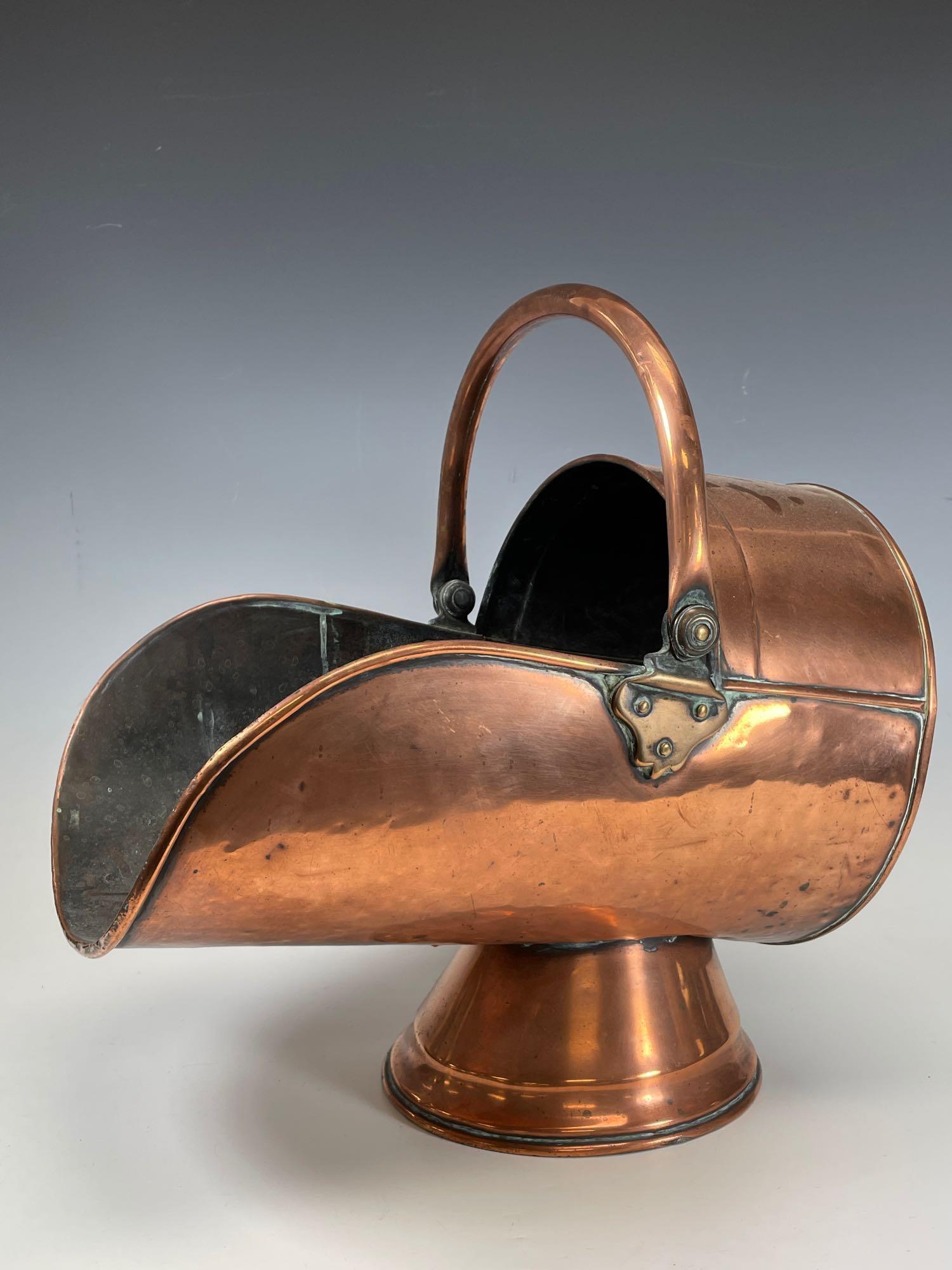 19th c. ENGLISH Copper Fireplace Footed Coal Scuttle (1 of 10)