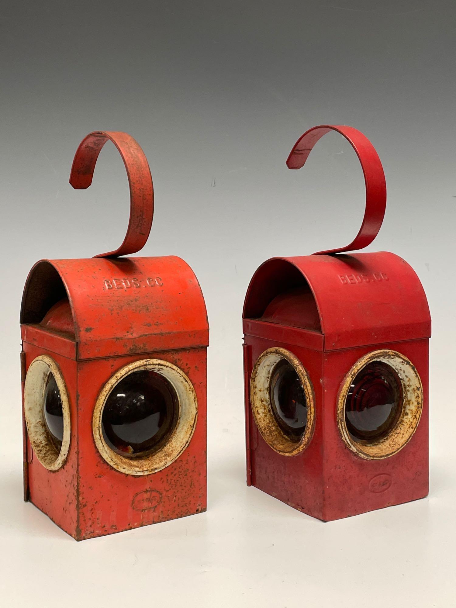 (2) Pair of Early English RailRoad Lanterns  BEDS CC (1 of 14)