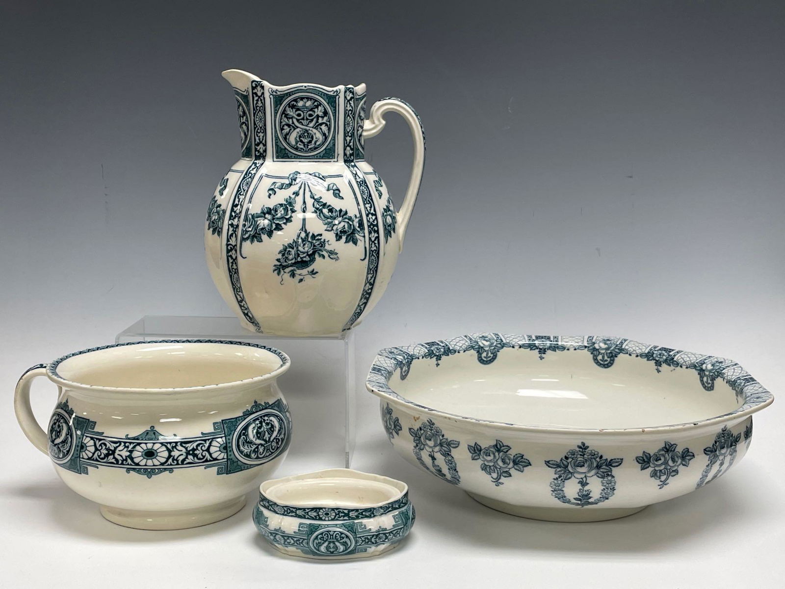 Wedgwood Cameo Wash Basin, Pitcher, Flower Frog and (1 of 20)