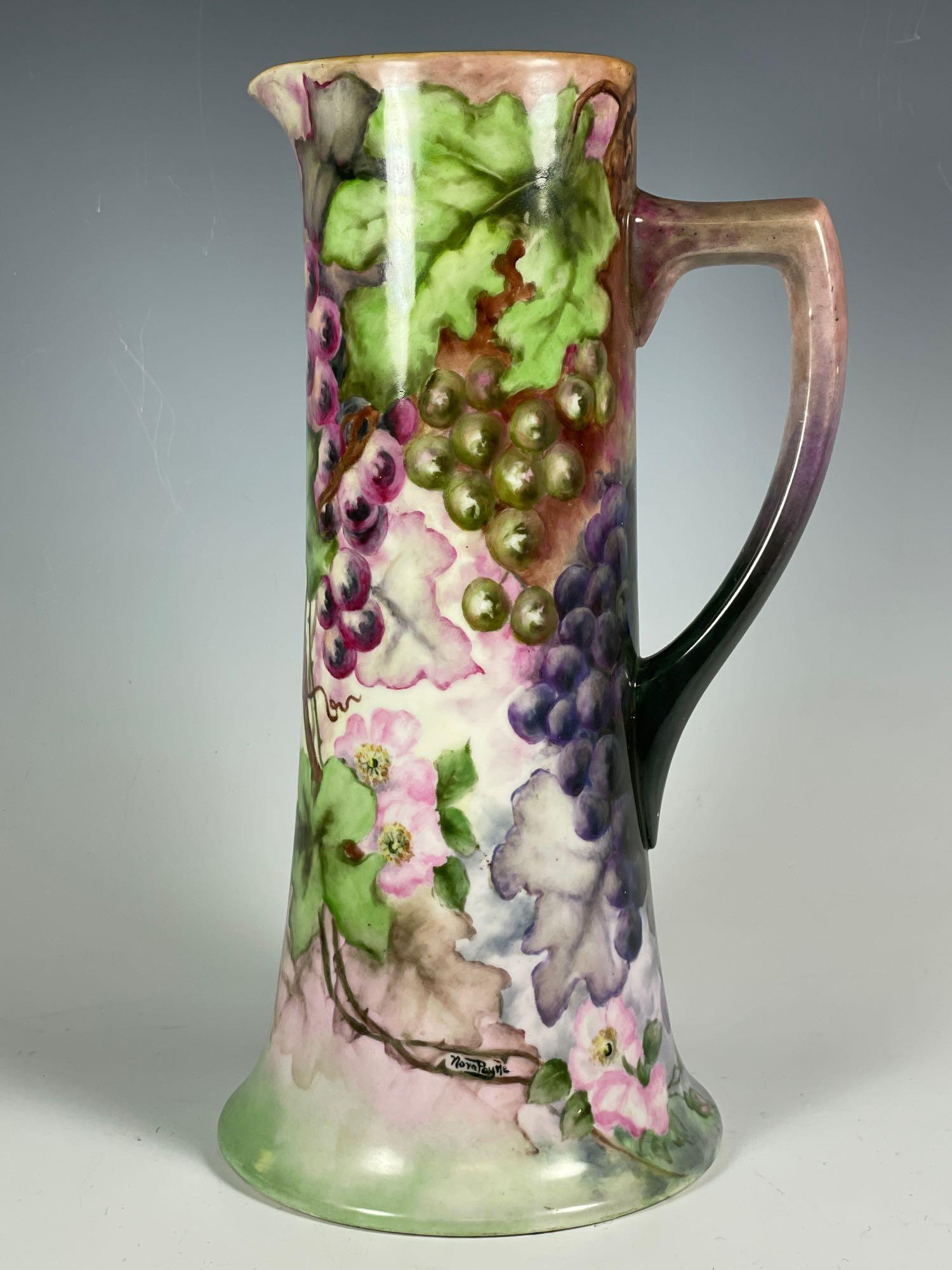 Signed French Limoges Hand Painted Grape Tankard (1 of 17)