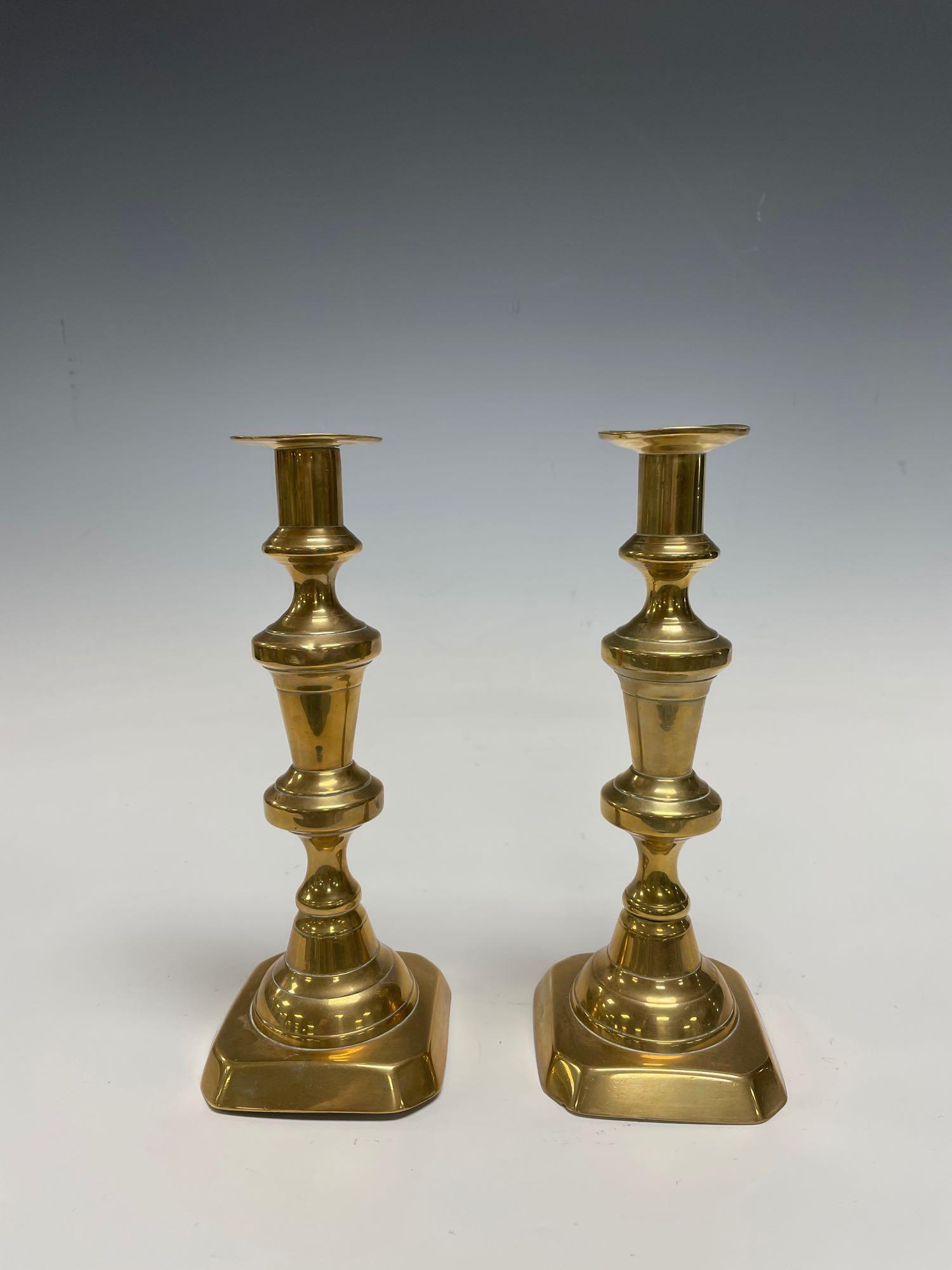 Pair of Early 18th C. European Brass Candle Sticks (1 of 11)
