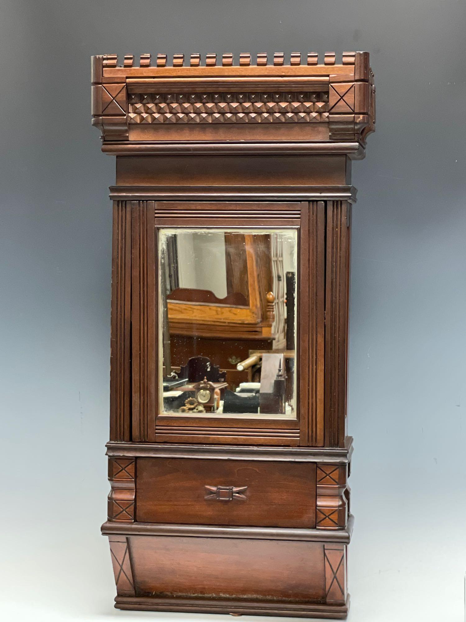 Victorian Crafted Hanging Wall Mirrored Cabinet (1 of 12)