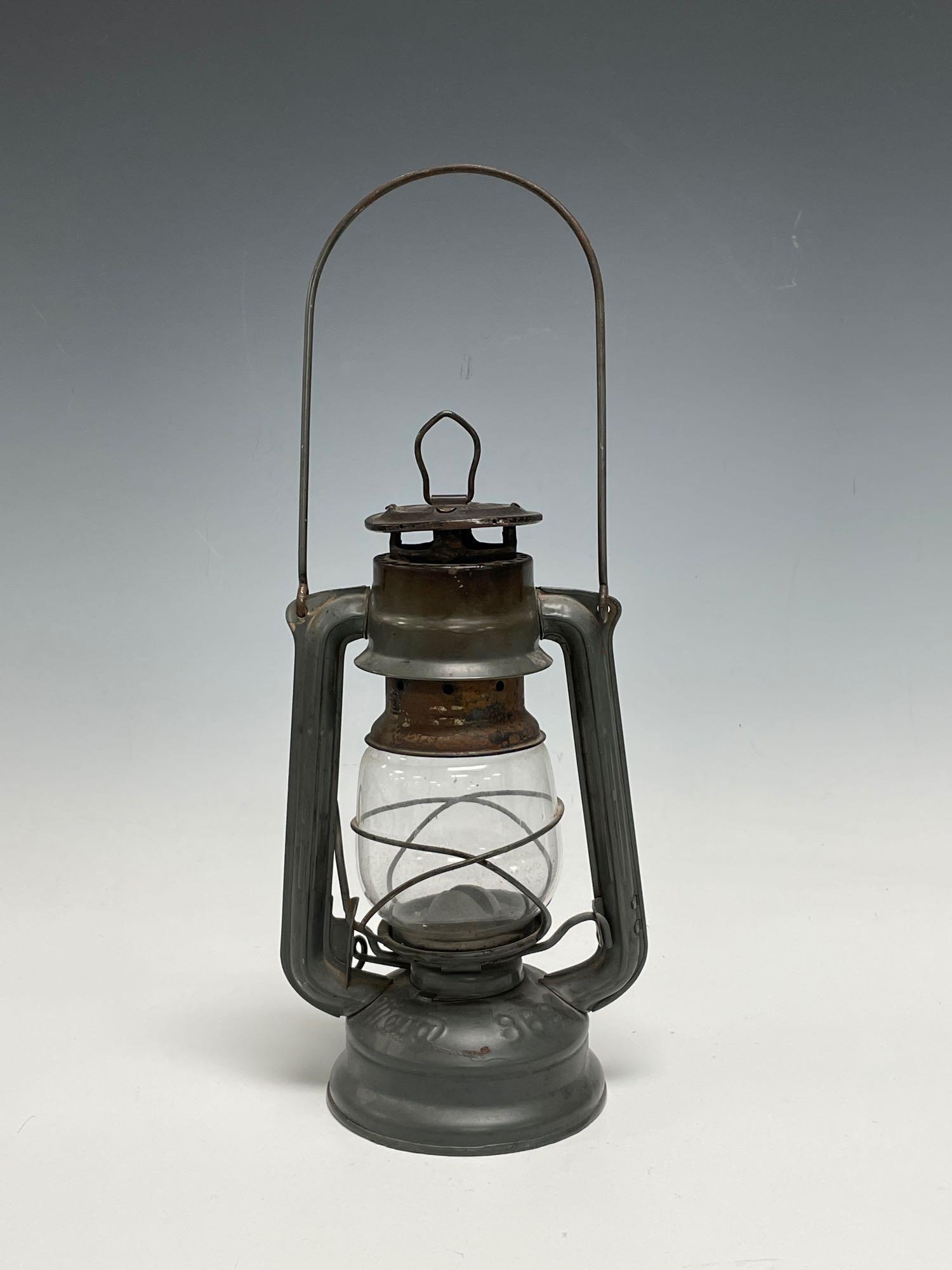 MEVA no. 863 Czech Railroad or Miners Lantern: Standing approx 10" tall. Normal use and wear a shown, see photos.