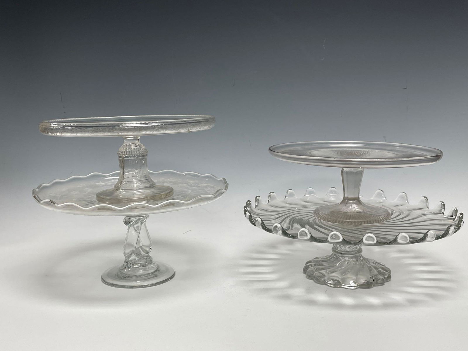 Etched Glass and Pressed Glass Cake Stands (4) (1 of 14)