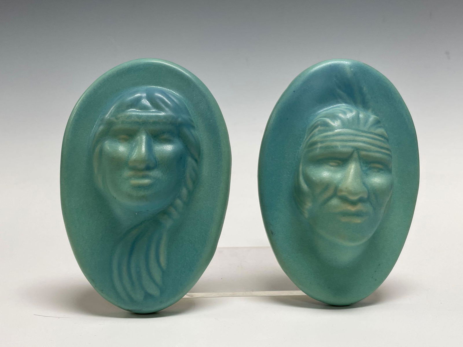 2 VAN BRIGGLE Pottery Native American Indian Wall (1 of 6)