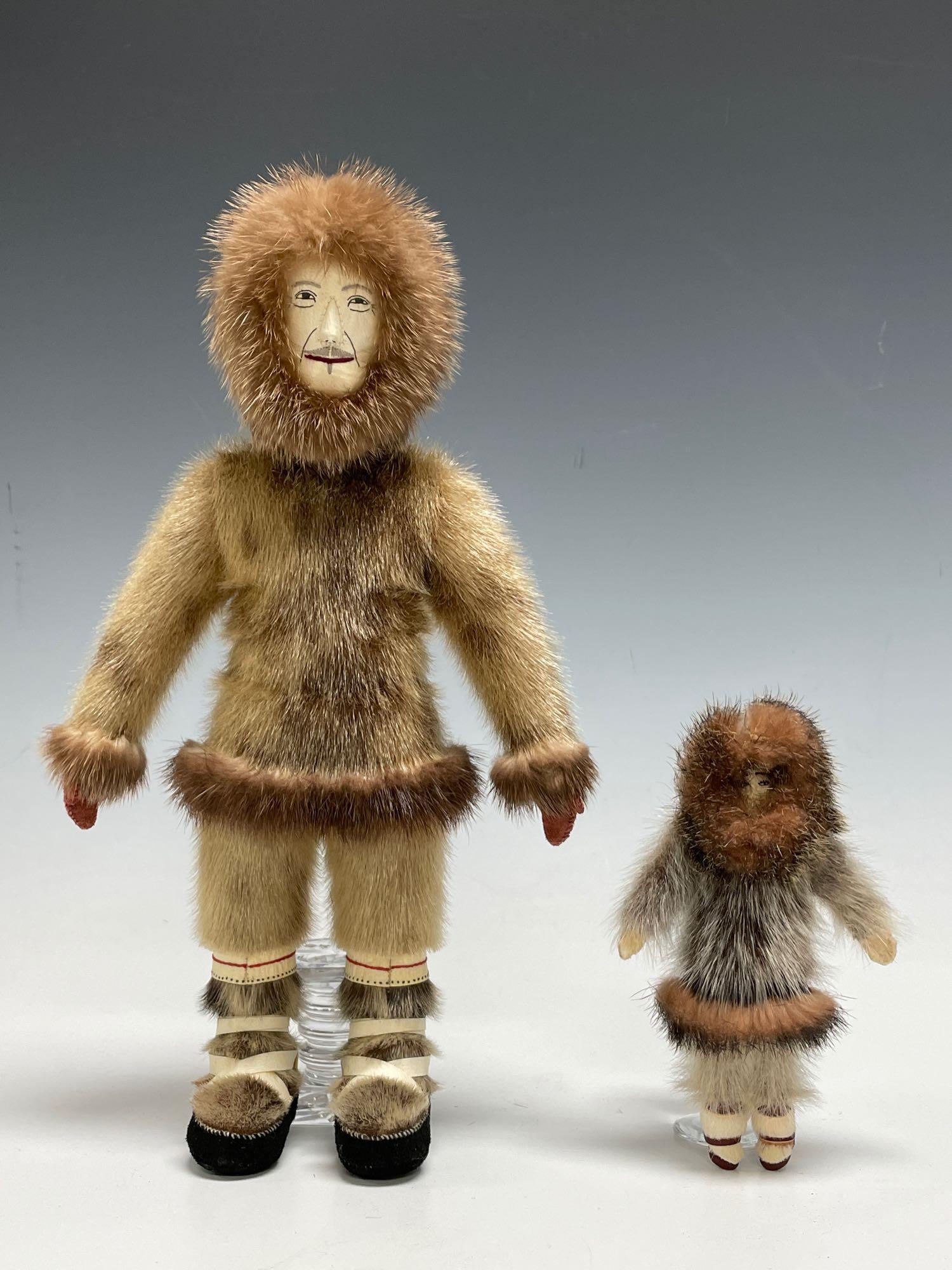 13" Inuit Native Alaskan Doll with and a 6" Inuit Made (1 of 13)