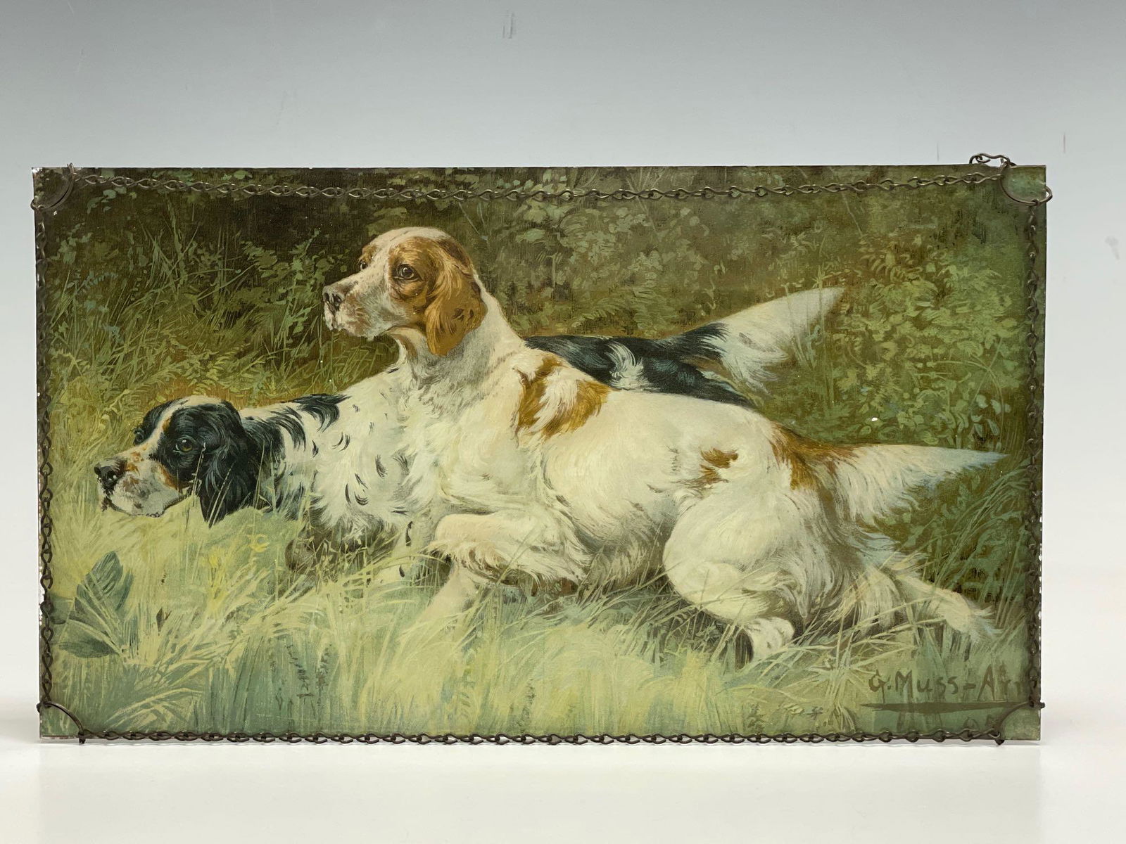 Gustav Muss-Arnolt Spaniel Hunt Dogs Litho Glass Panel (1 of 10)