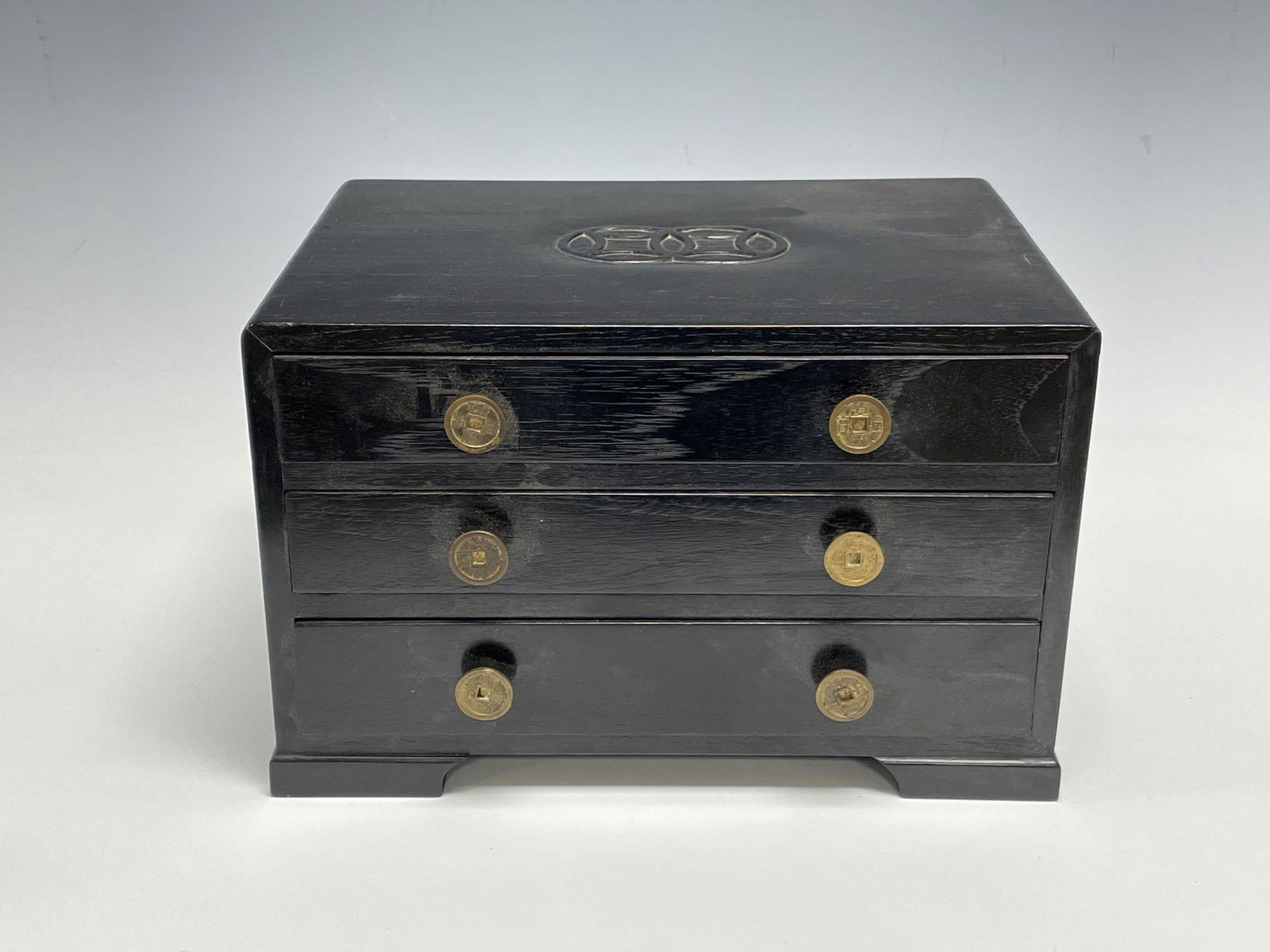 Teak Wood Three Drawer Gentleman's Chest (1 of 10)