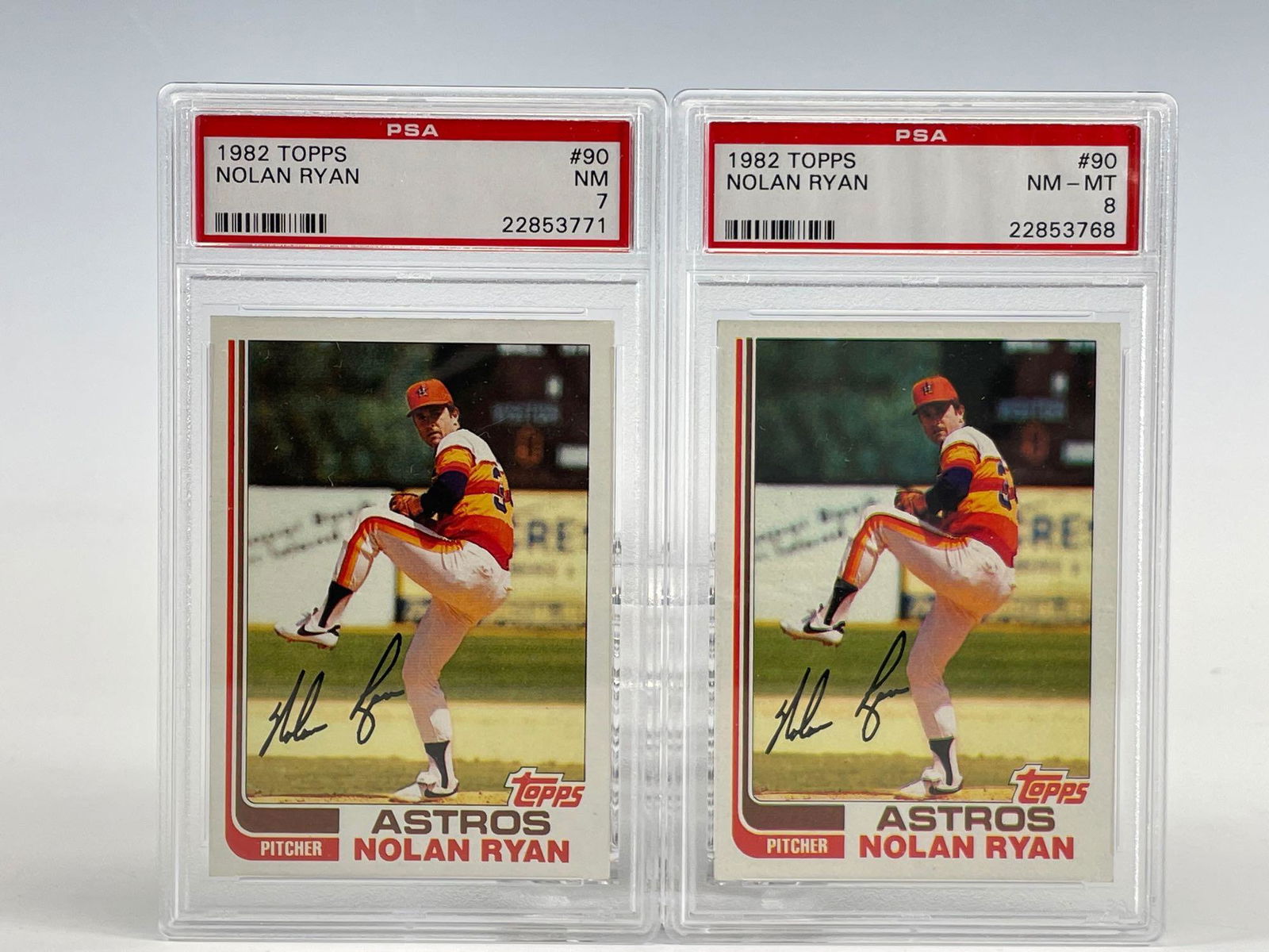 1982 Topps #90 Nolan Ryan PSA 8 and PSA 7 (1 of 5)
