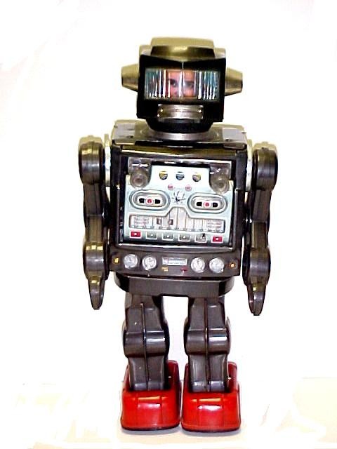 Japan Swivel-O-Matic Astronaut Robot 12" Tall,: battery compartment and surrounding area having minor surface rust, minor light scuff scratches but overall appearance is good .Working 12'' tall
