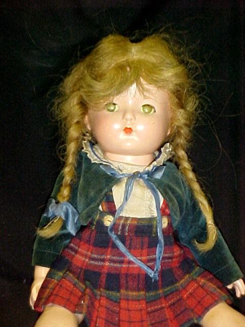 Effanbee Patricia Composition Doll 14'' Tall,: with original clothes. Missing socks and shoelaces, are are fading in color. Condition overall good.