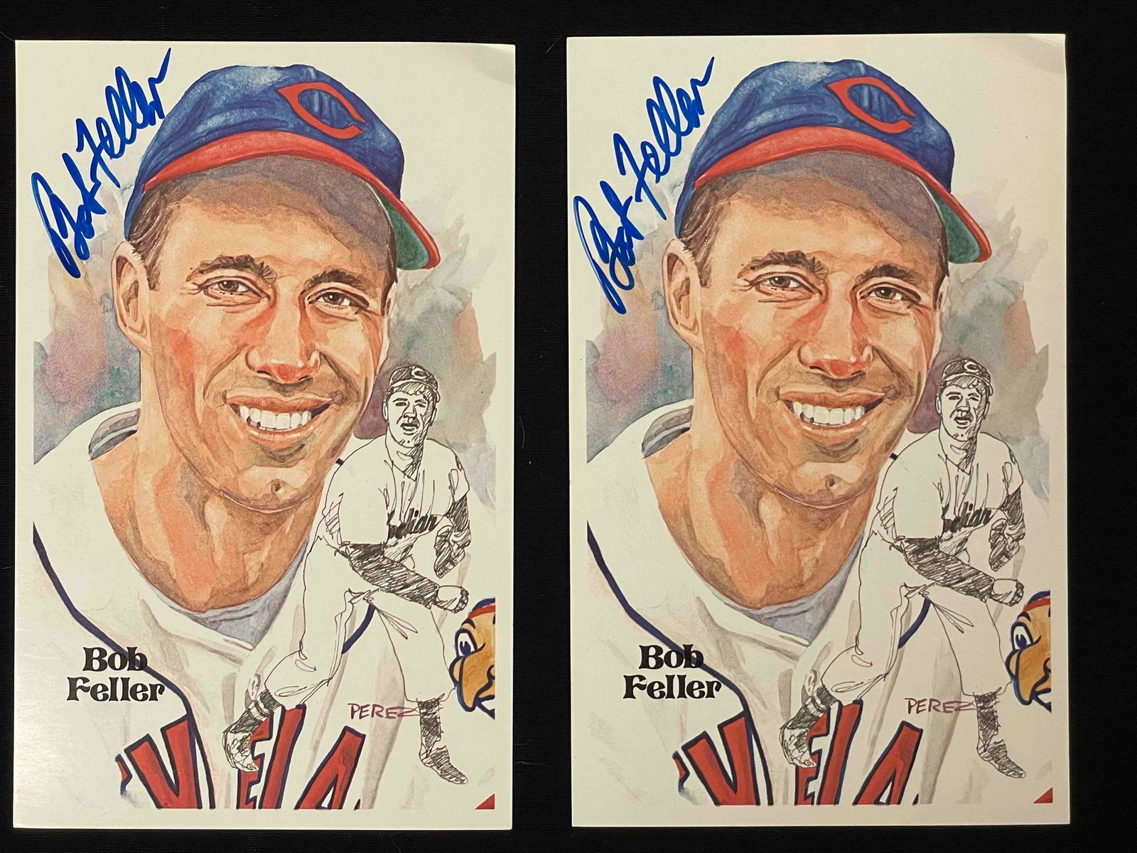 Pair of Bob Feller Autographed Perez-Steele HOF (1 of 8)