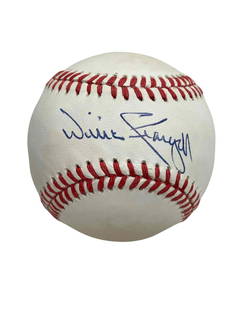 Willie Stargell Autographed Baseball JSA: Official Bart Giamatti baseball signed on the sweet spot in blue pen by the Pirates legend. Very strong signature! Baseball has area of tone. JSA certified.