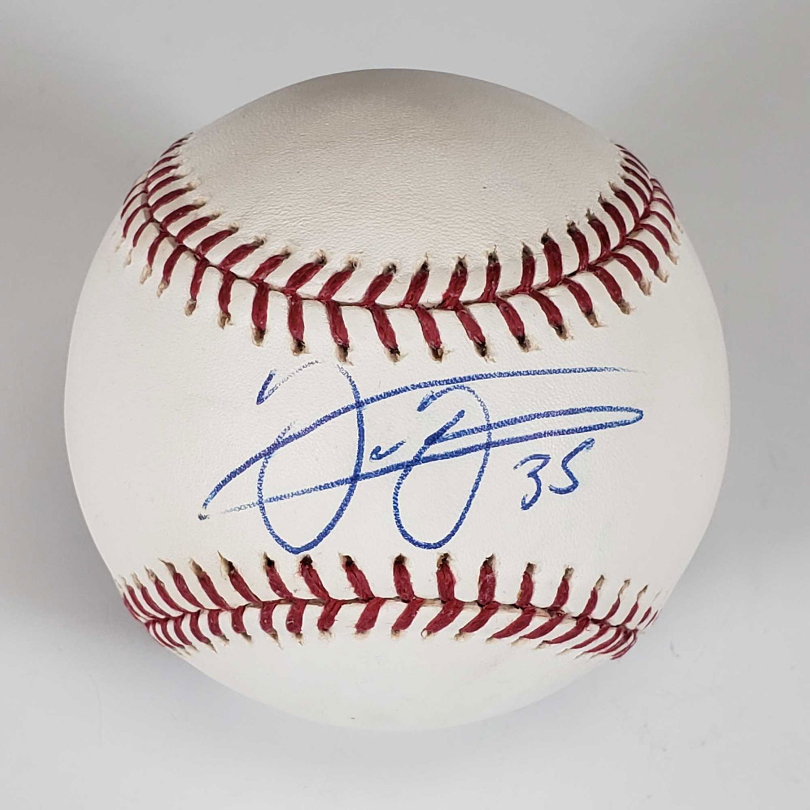Frank Thomas Autographed Baseball JSA: Official Bud Selig baseball signed on the sweet spot in blue pen by the slugging HOF'er. Clean autograph and baseball. JSA certified.