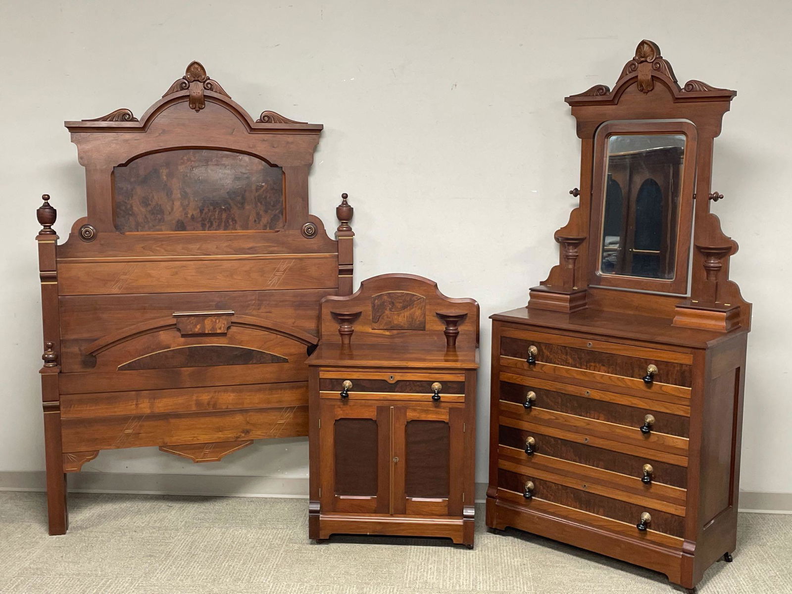 19th C. American Three (3) piece Walnut Bedroom Set (1 of 20)