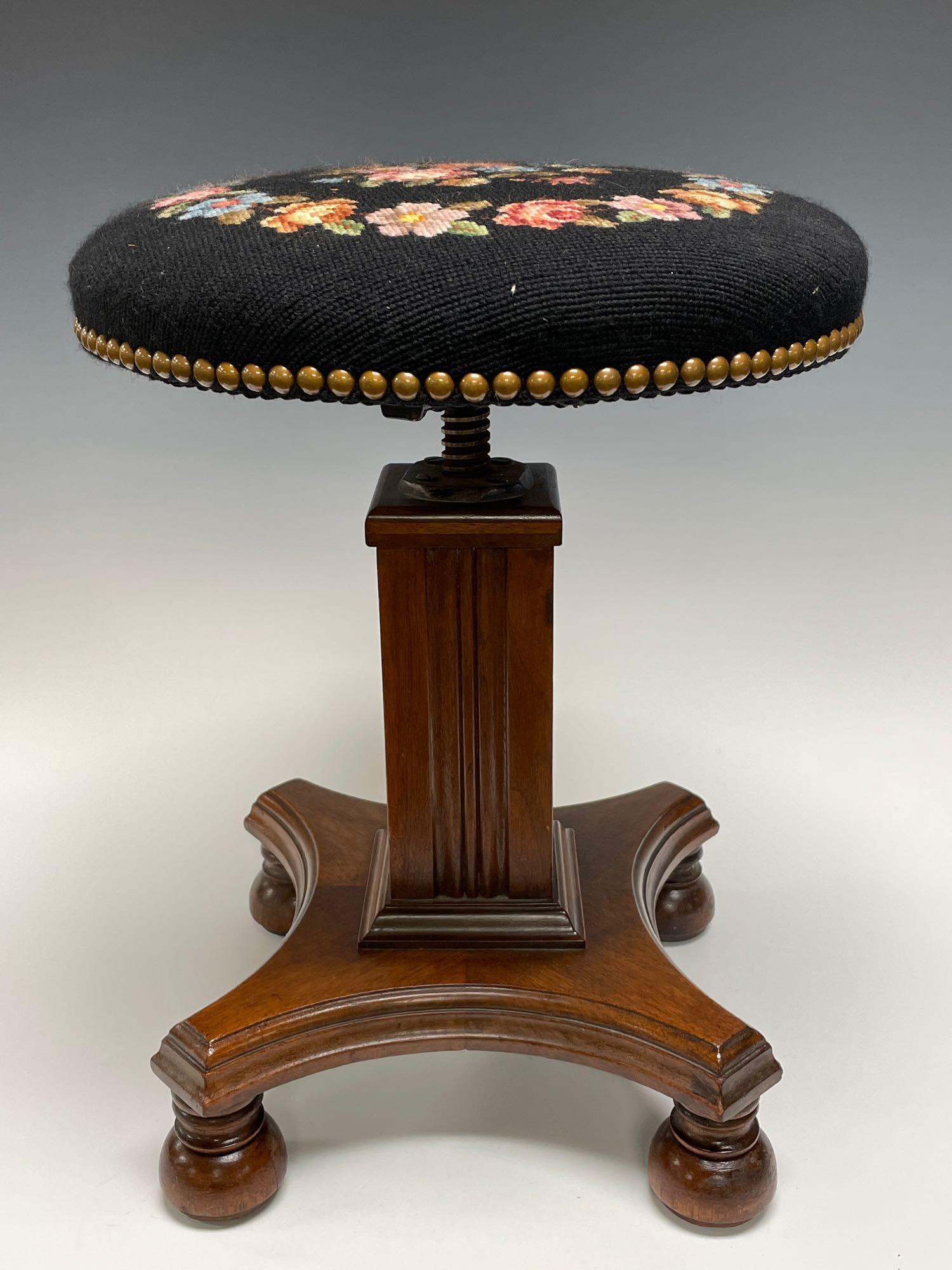 Victorian Needlepoint Piano or Vanity Seat (1 of 13)