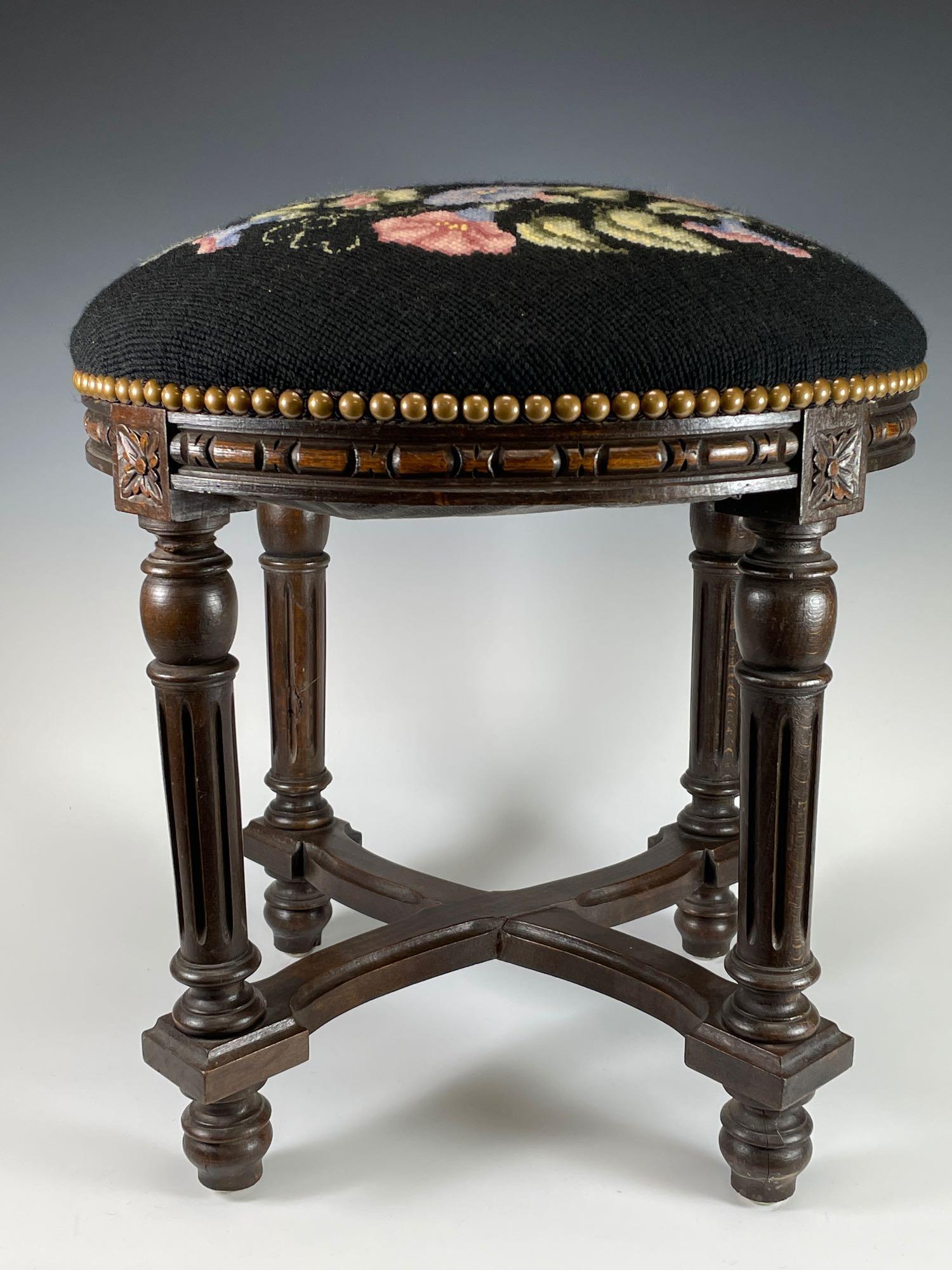 Victorian French Country Needlepoint Footstool (1 of 14)