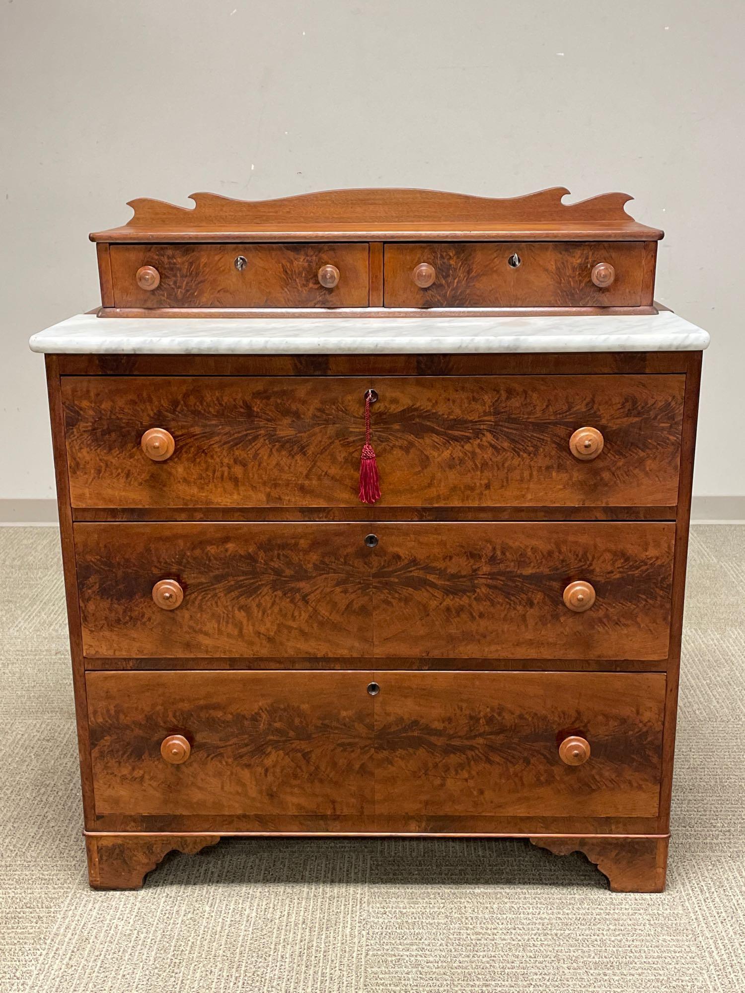 19th Century American Step Back Marble Top Dresser (1 of 16)