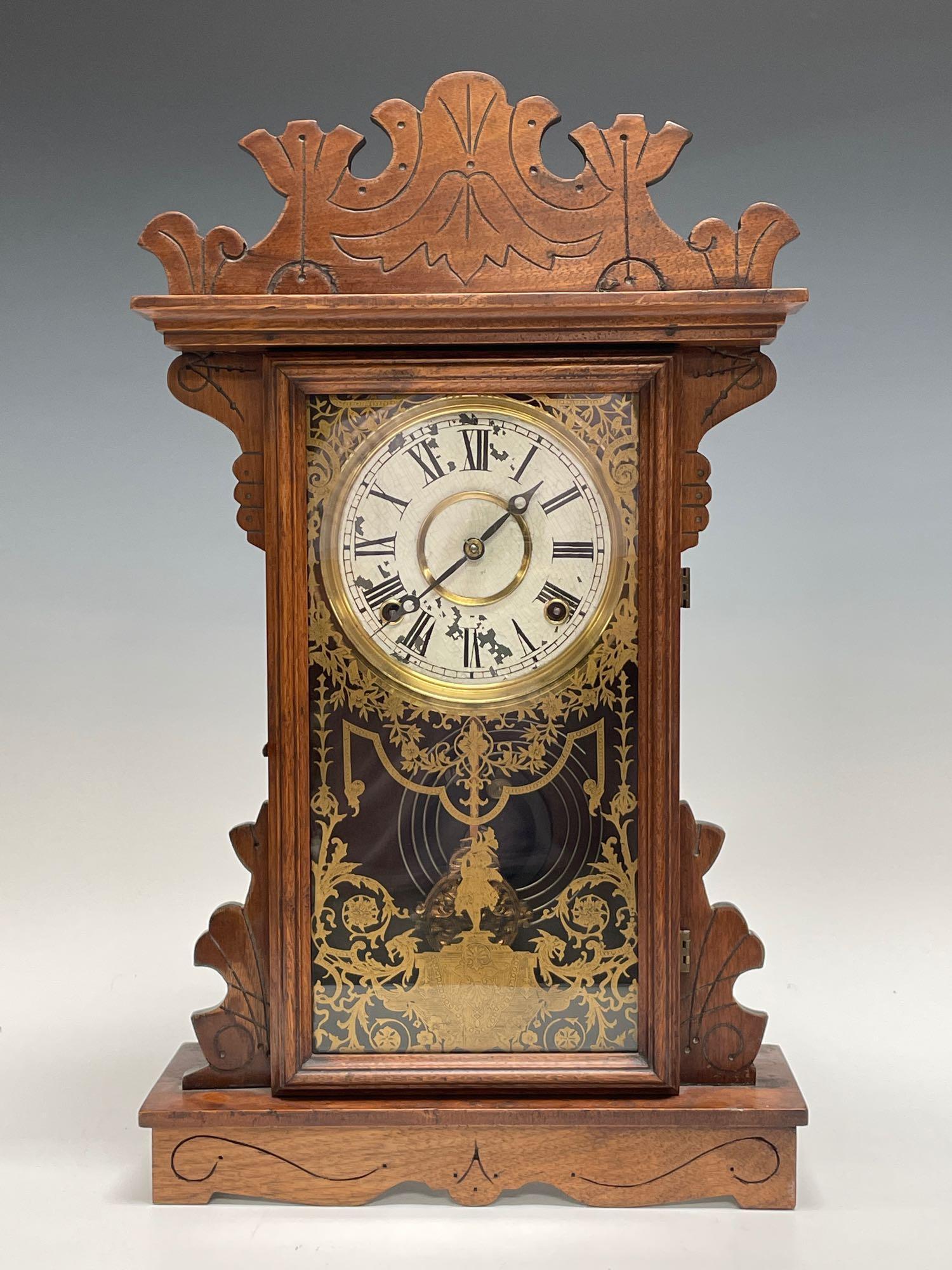 E.N. Welch Eight (8) Day Walnut Cottage Kitchen Clock (1 of 14)