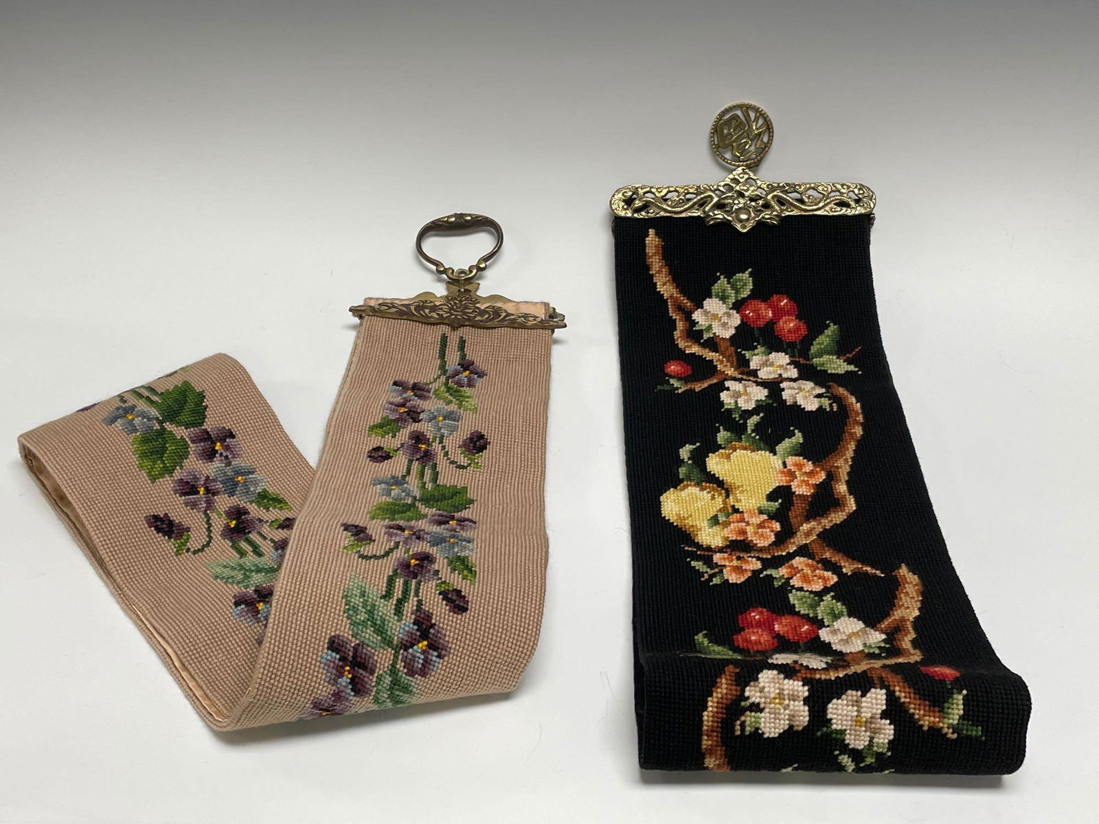 Two (2) Needlepoint Bell Points - One with Chinese (1 of 11)