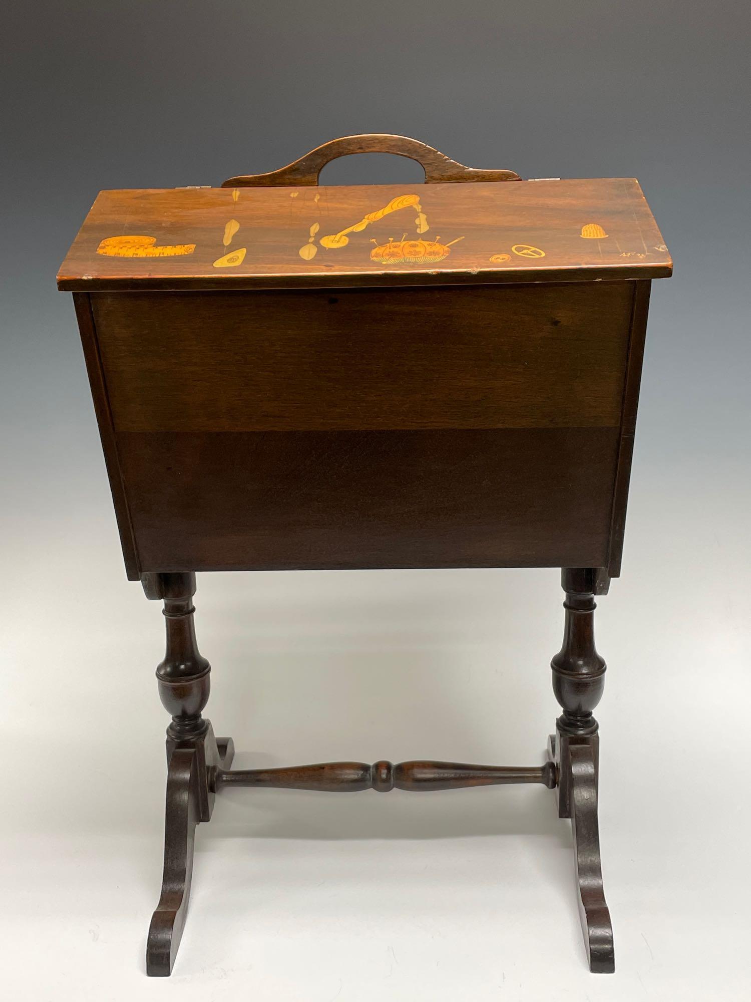 Mahogany Double Lift Top Sewing Stand with Contents (1 of 12)