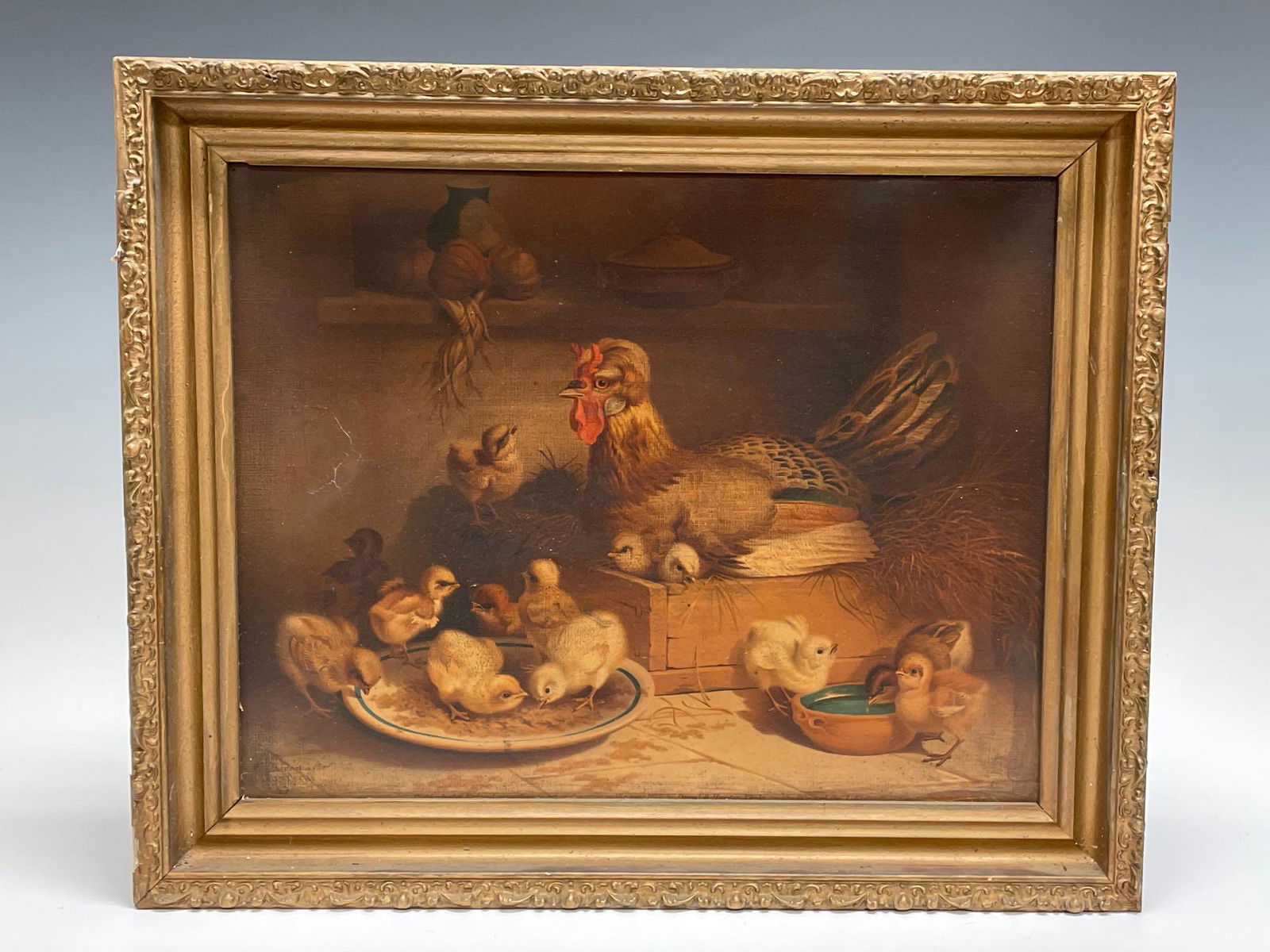 19th c. American Hen and Chicks Chromolithograph (1 of 13)