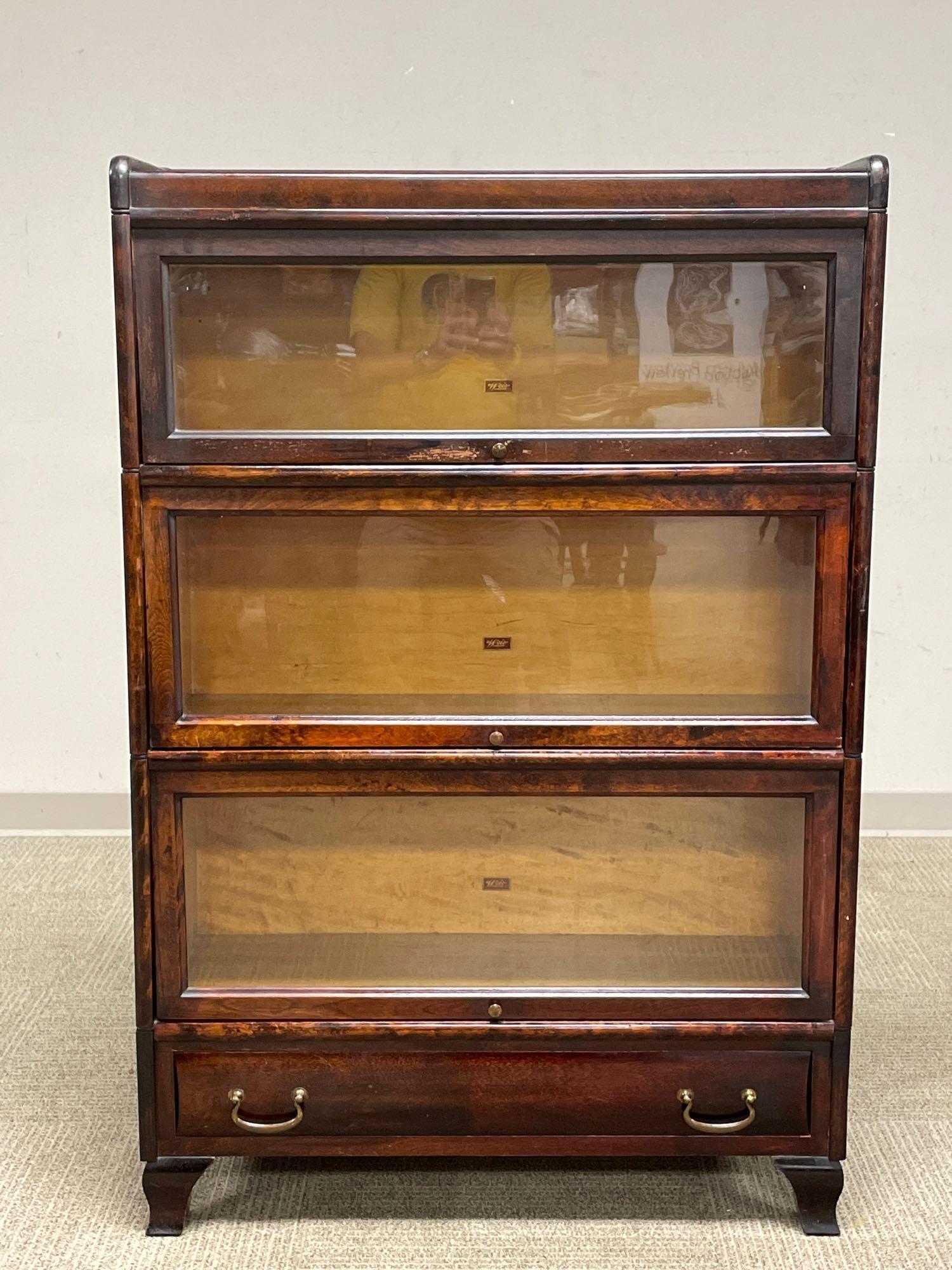 WEISS Three Stack Mahogany Lawyers Bookcase (1 of 17)