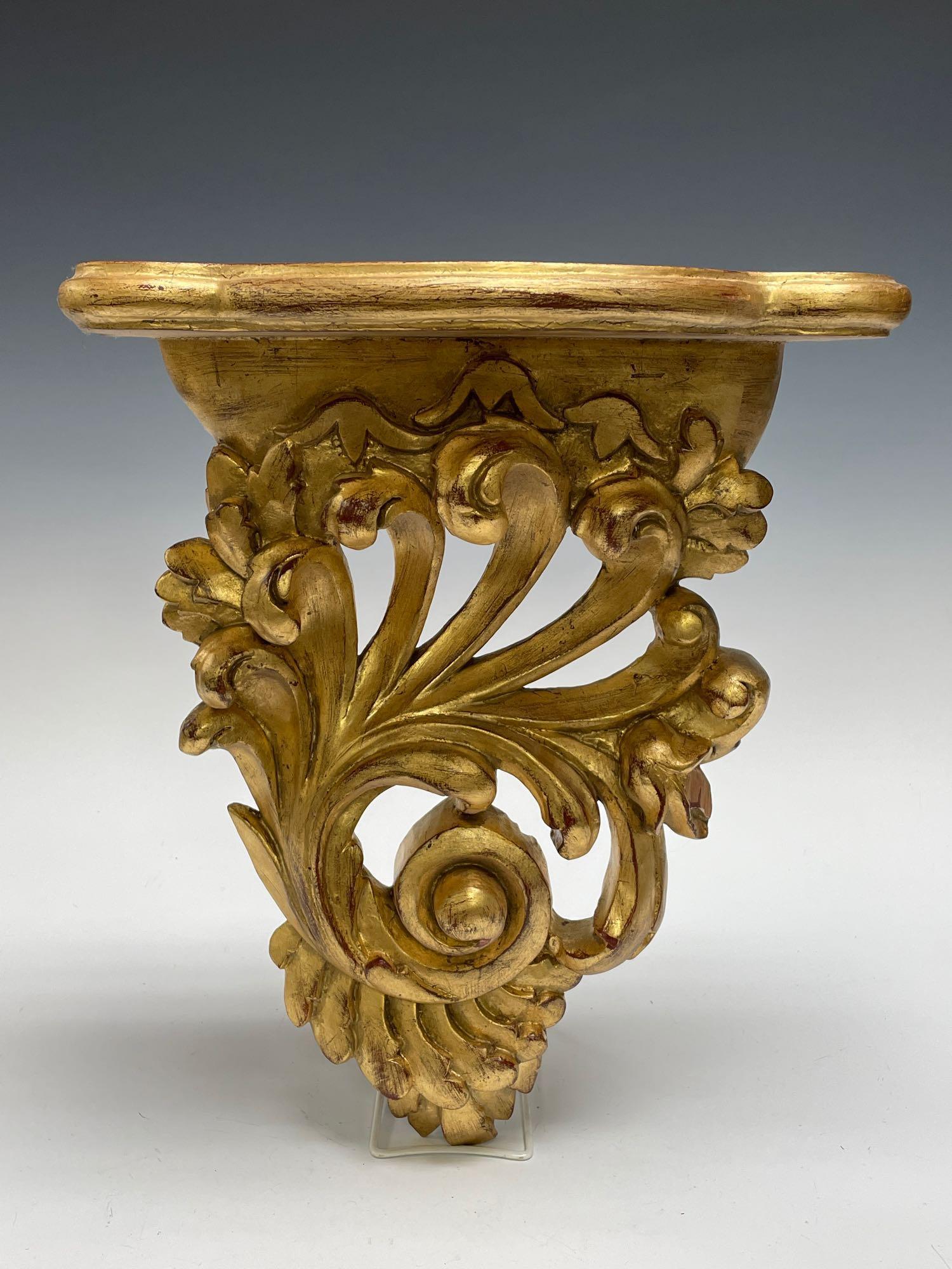 A Graceful 19th C. Gold Gilt French Wall Sconce Shelf (1 of 13)