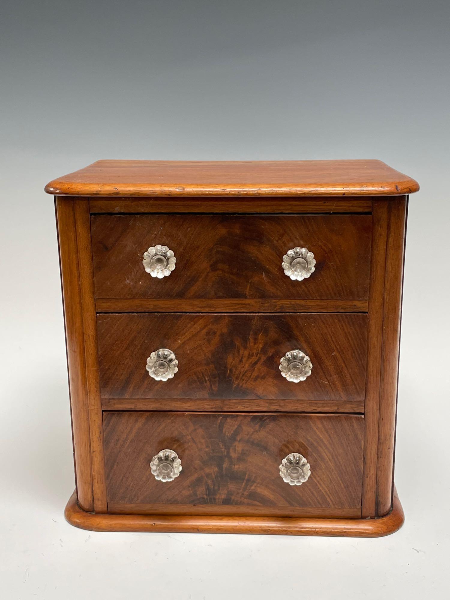Miniature Three Drawer Chest w Glass Pulls (1 of 11)