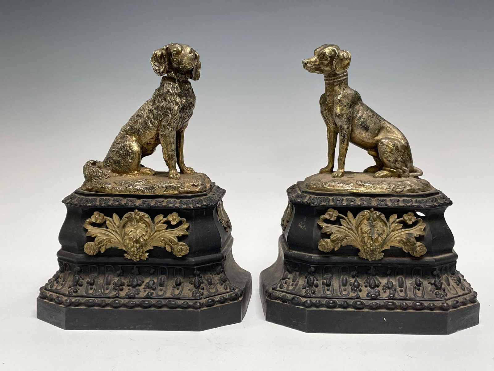 Whimsical 19th C. French Seated Dog Fireplace Andirons (1 of 10)