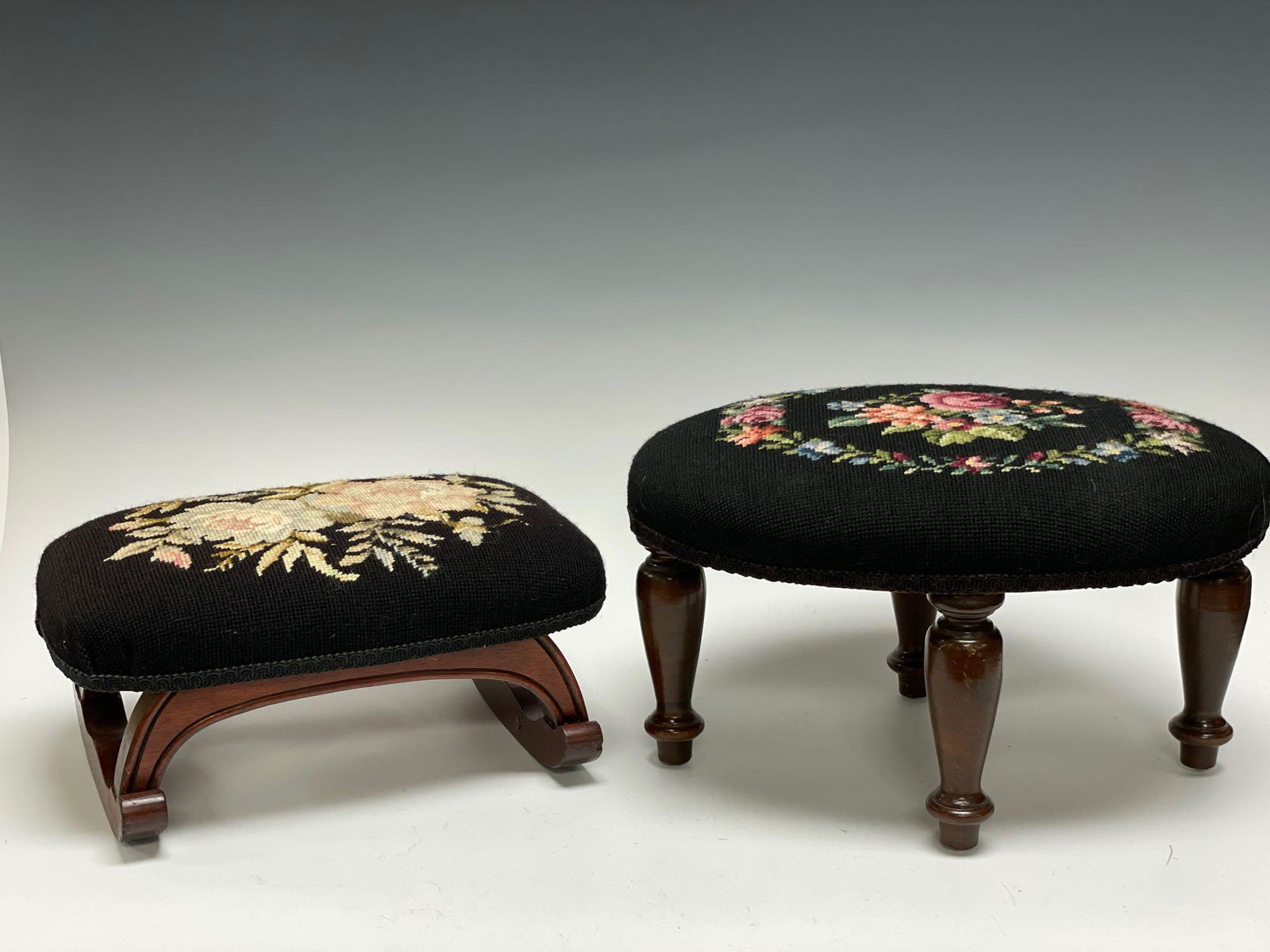 Two Needlepoint Antique Footstools (1 of 15)