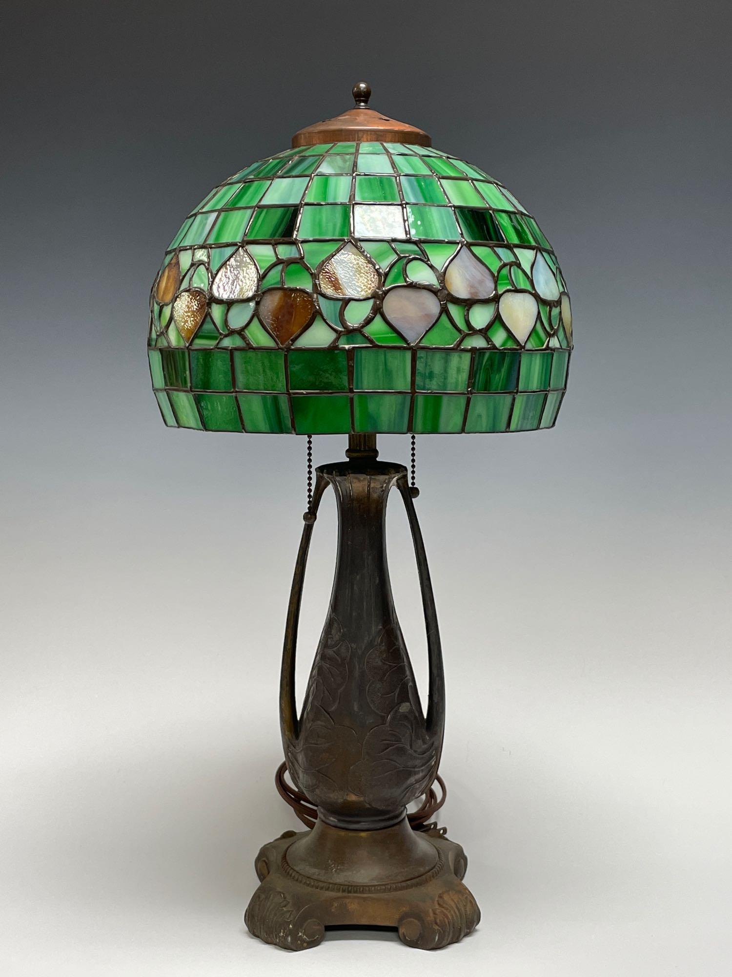 Assembled Art Nouveau Leaded Glass Table Lamp (1 of 19)