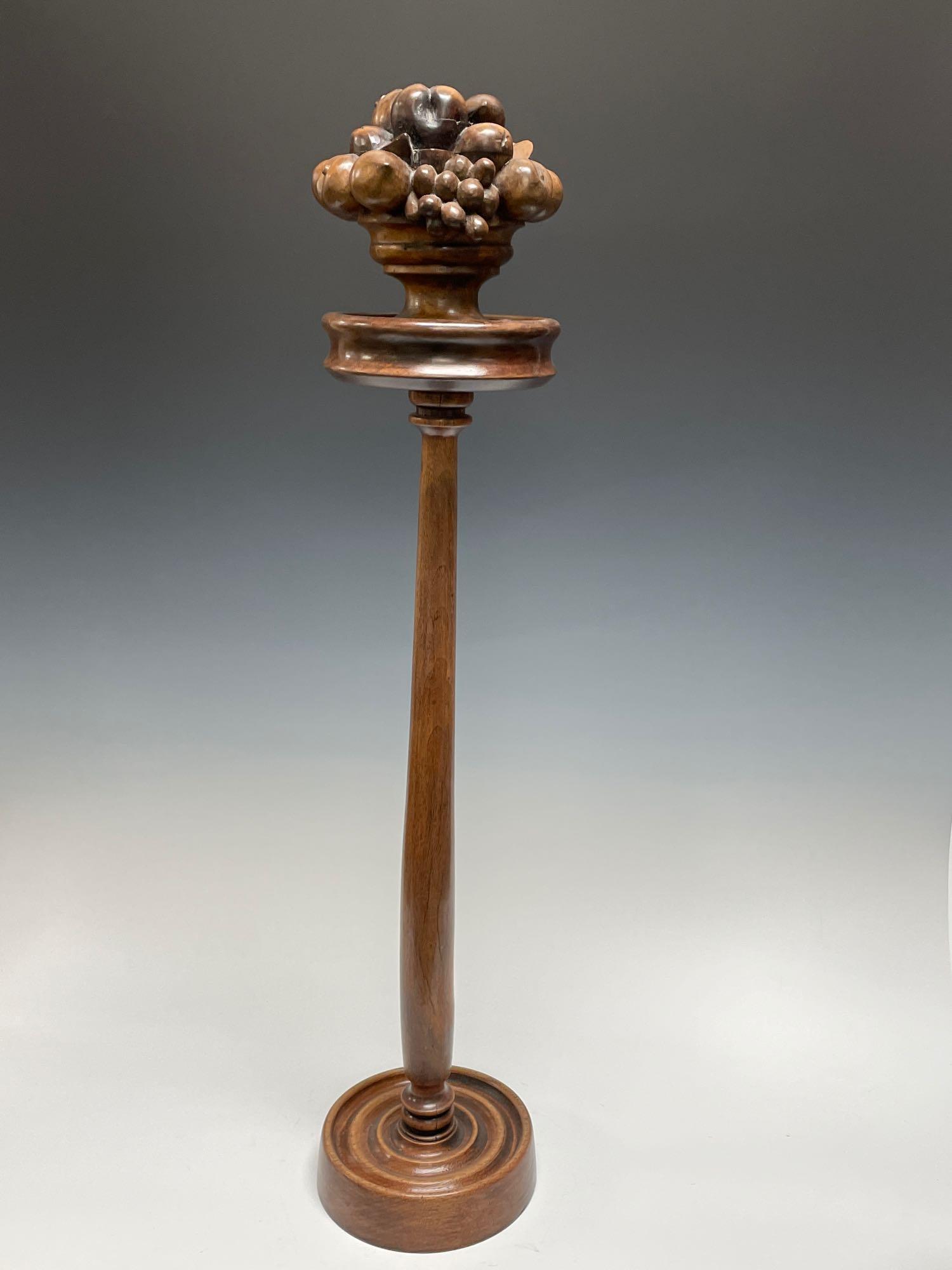 Carved Fruit Basket on Round Column Pedestal Stand (1 of 8)
